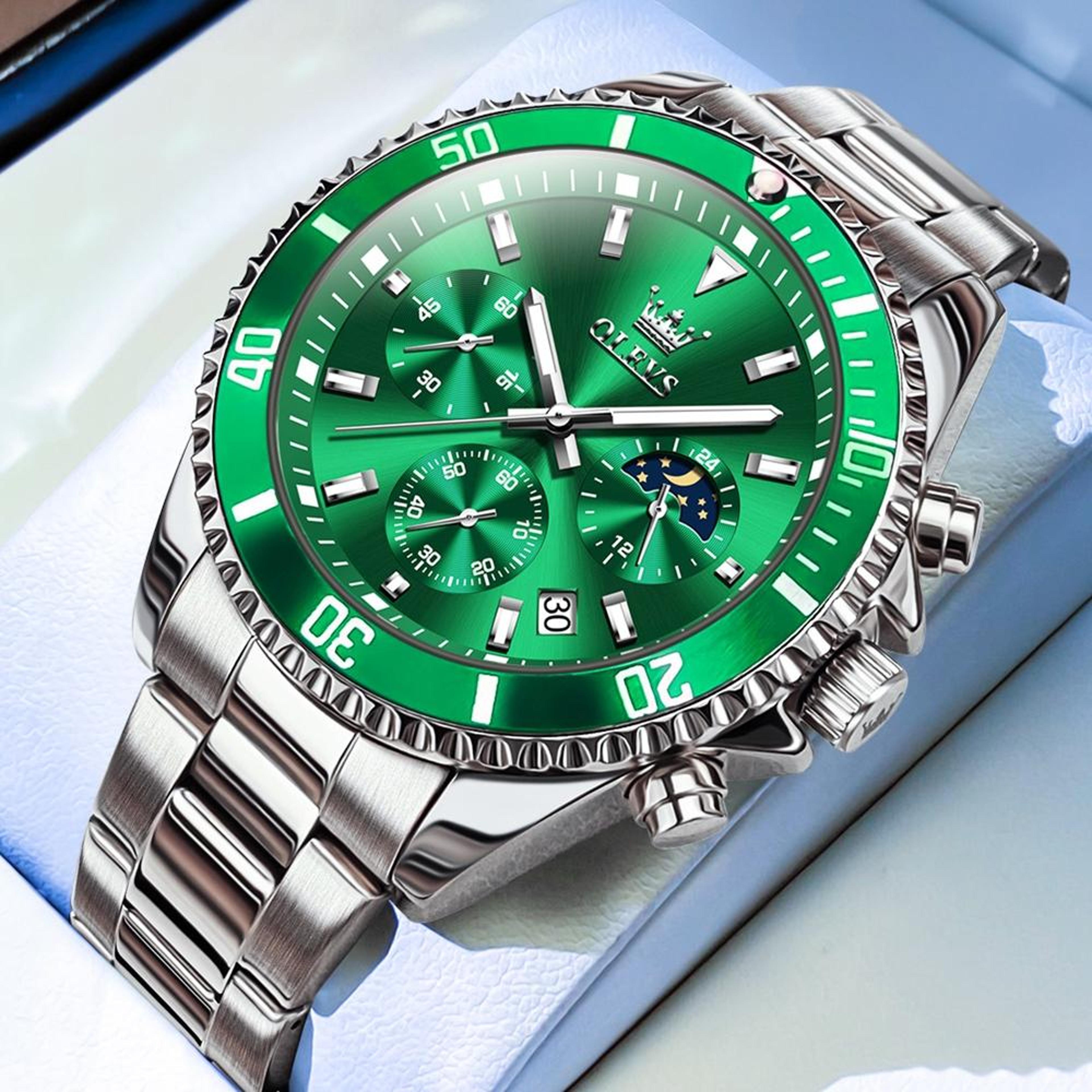 olevs 2870 men's chronograph watch stainless steel quartz watch 30m waterproof business timepiece