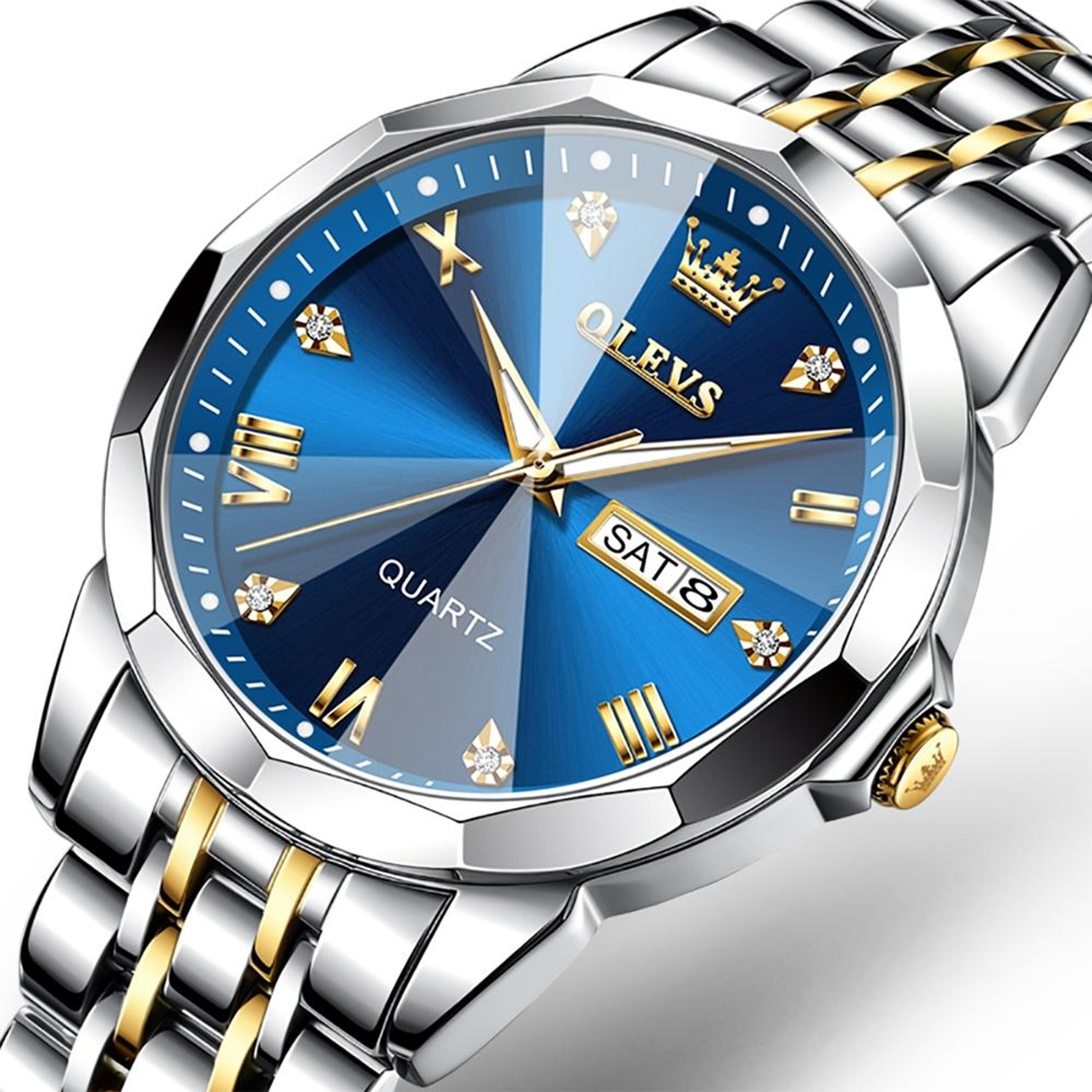 men's quartz watch luminous waterproof watch with stainless steel bracelet