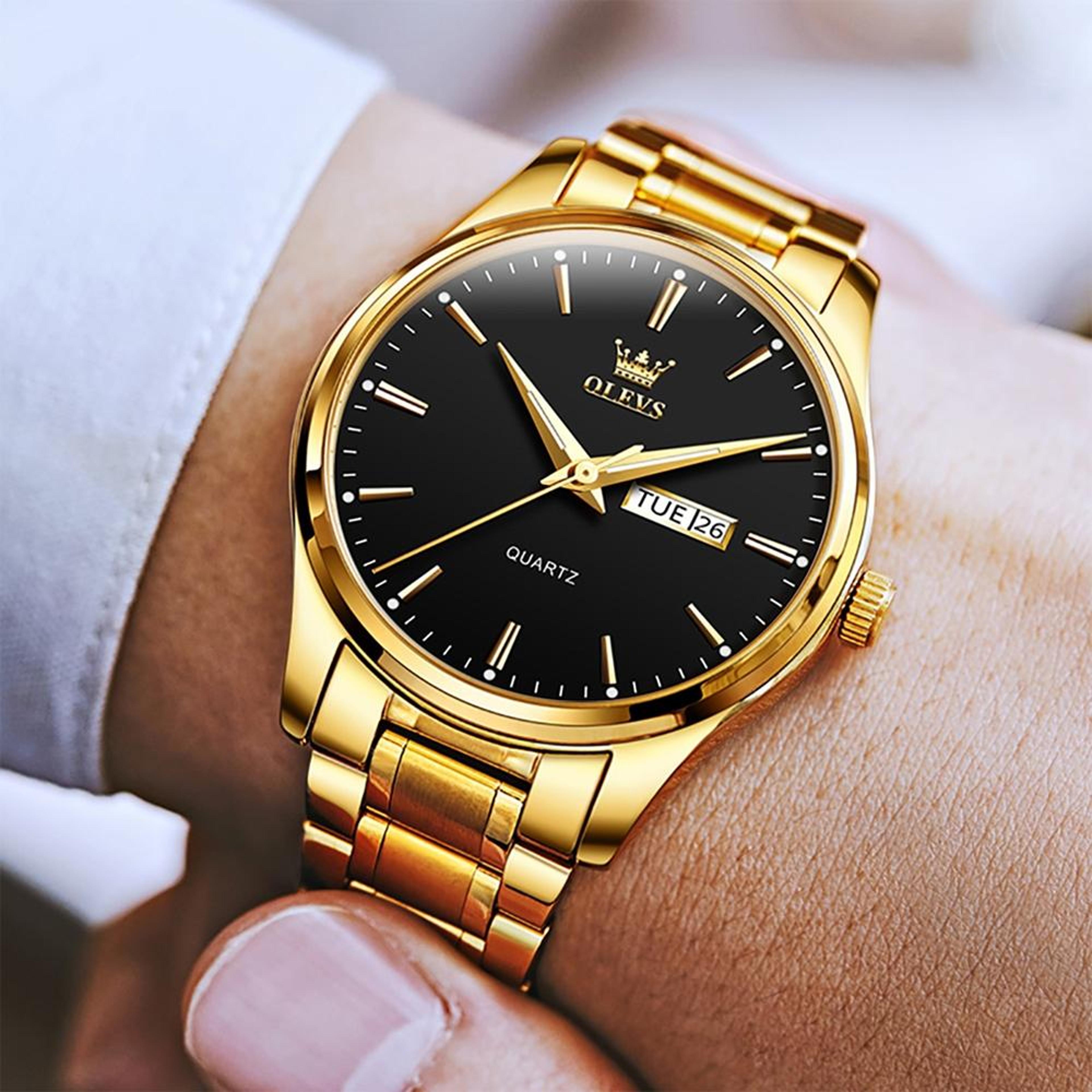 men's quartz watch waterproof stainless steel watch with luminous display