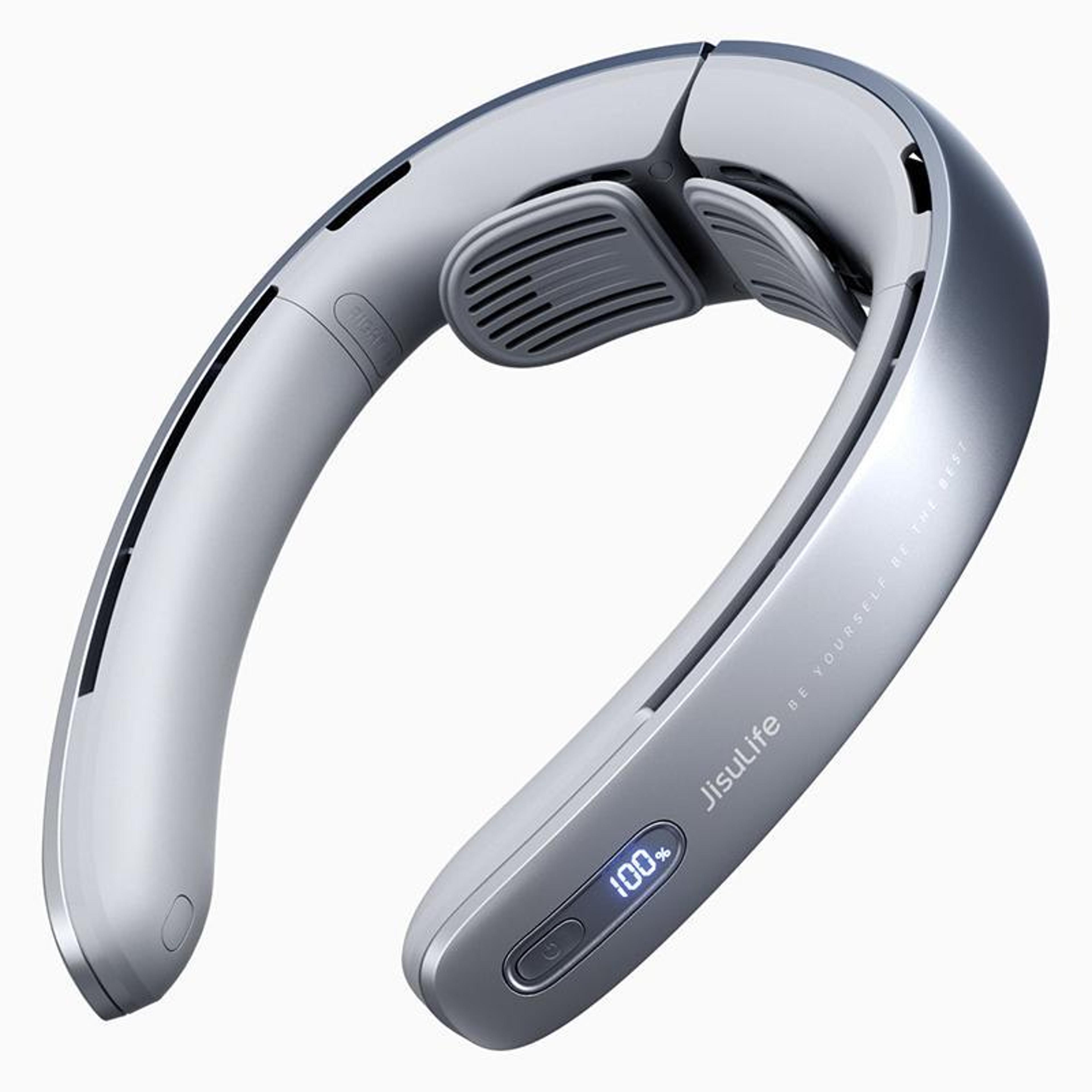 portable neck fan with dual turbo cooling and 100-speed rechargeable airflow