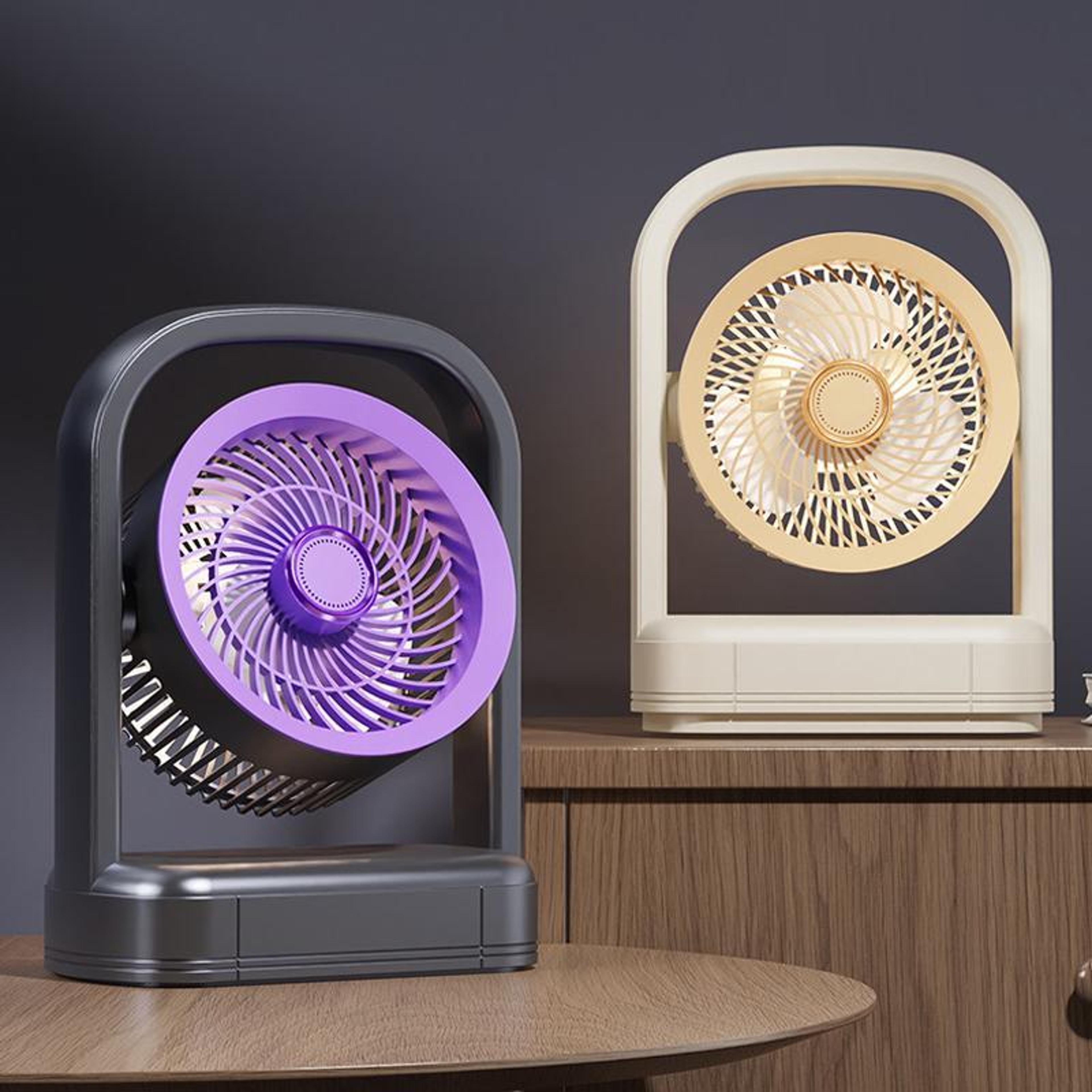 portable desktop wall mounted fan with led light usb rechargeable air circulation fan