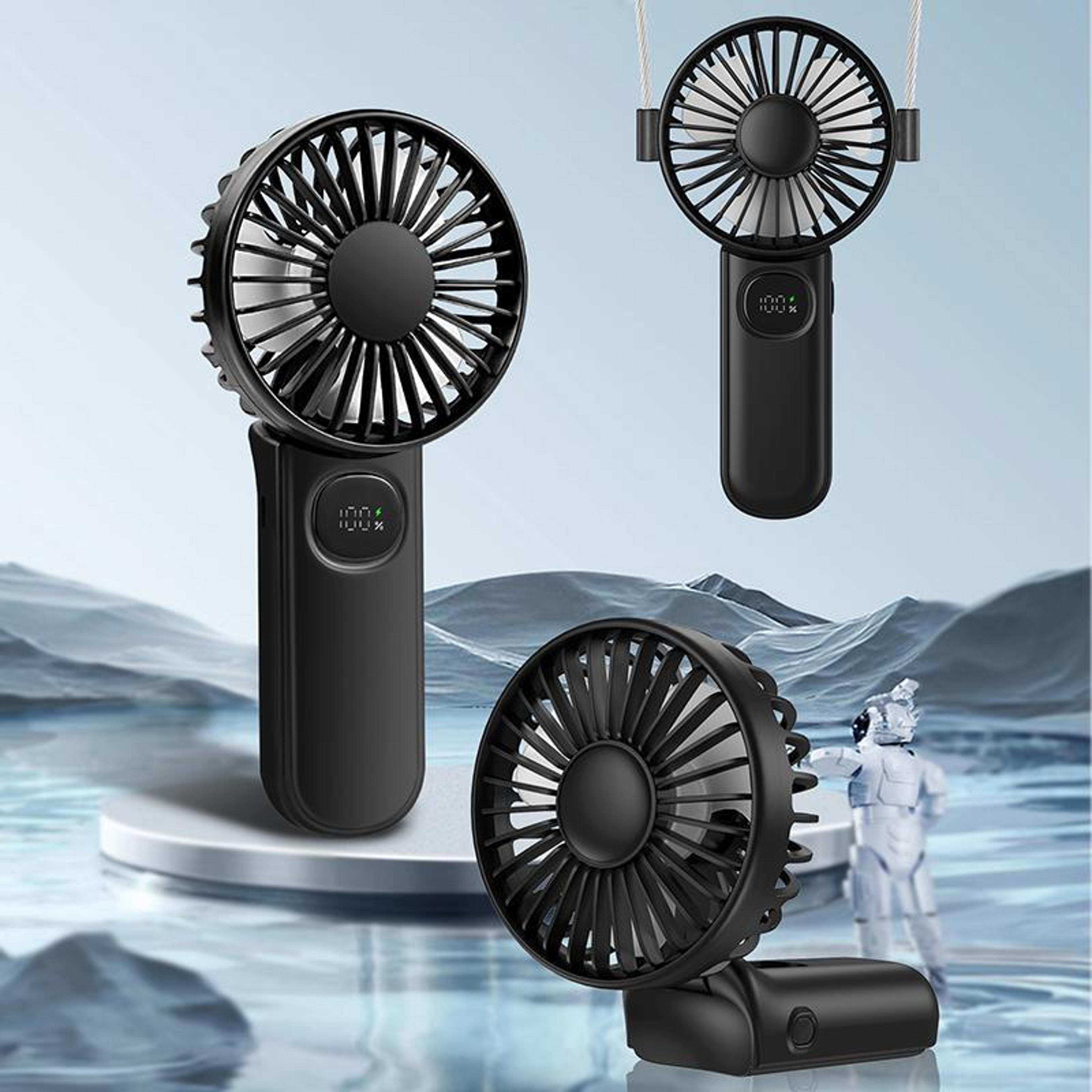 f11 portable handheld fan with led display foldable rechargeable mini fan and lanyard
