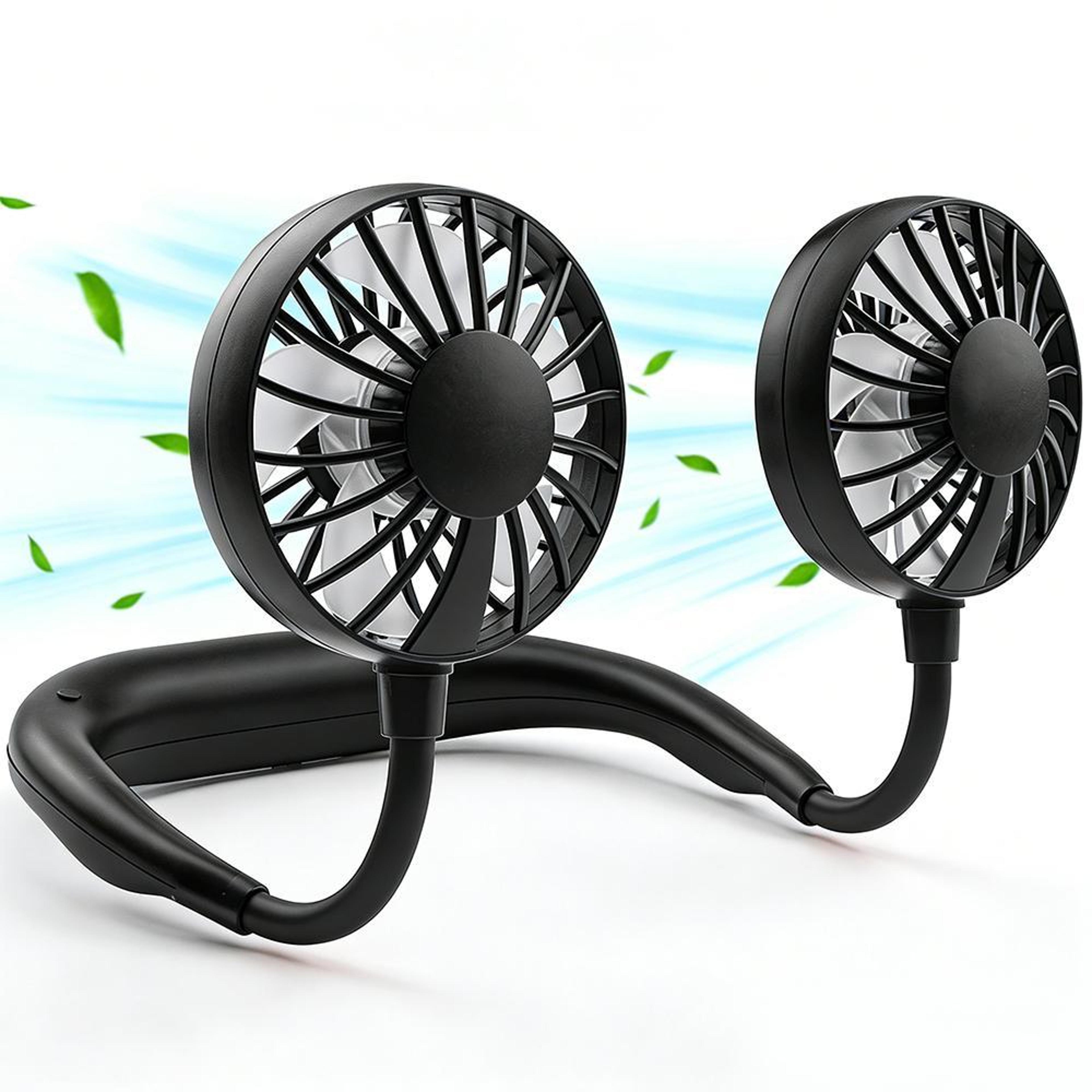 portable neck fan dual head hands free fan with 3 speed personal cooling
