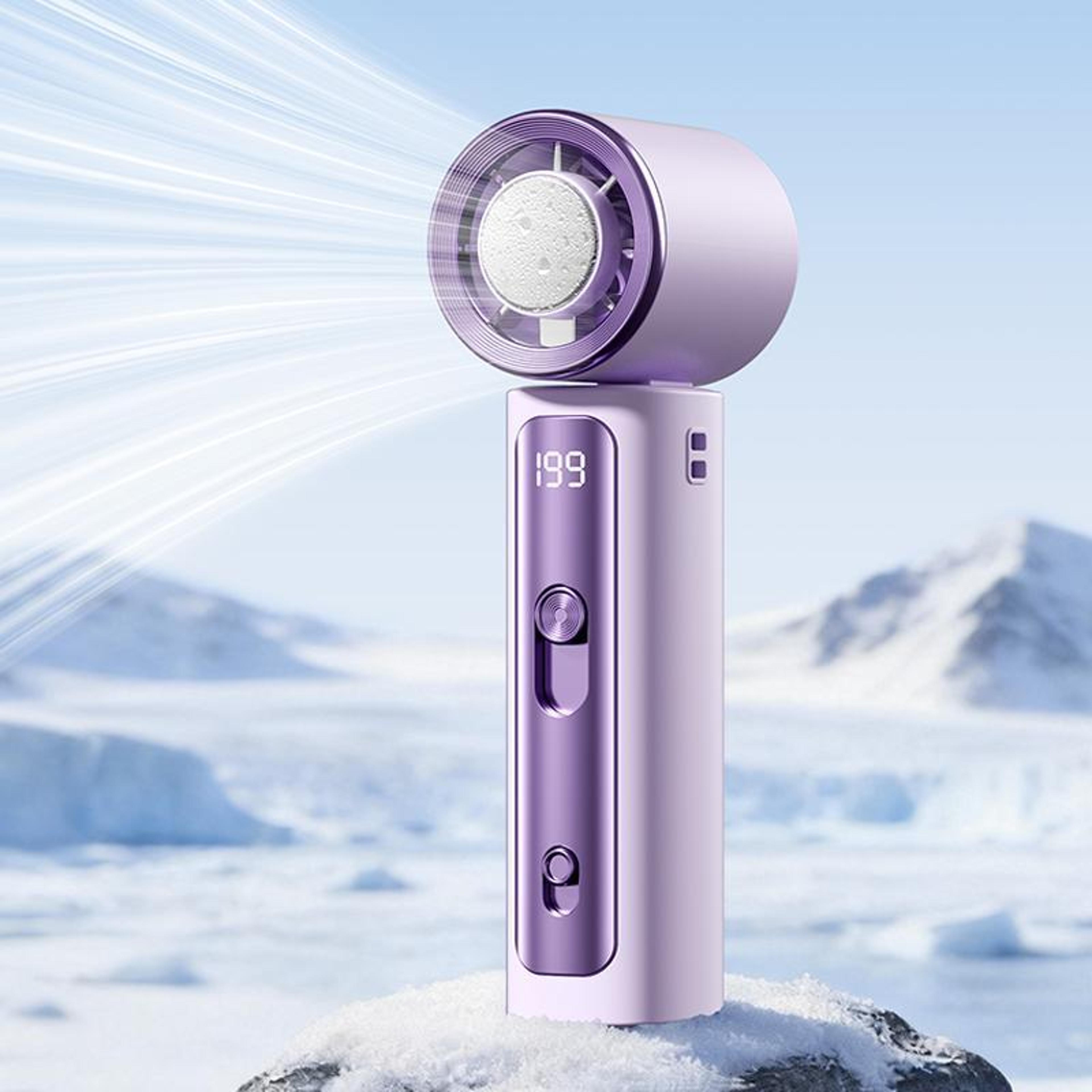 mini handheld cooling fan with digital display 3000mah ice cooling personal fan