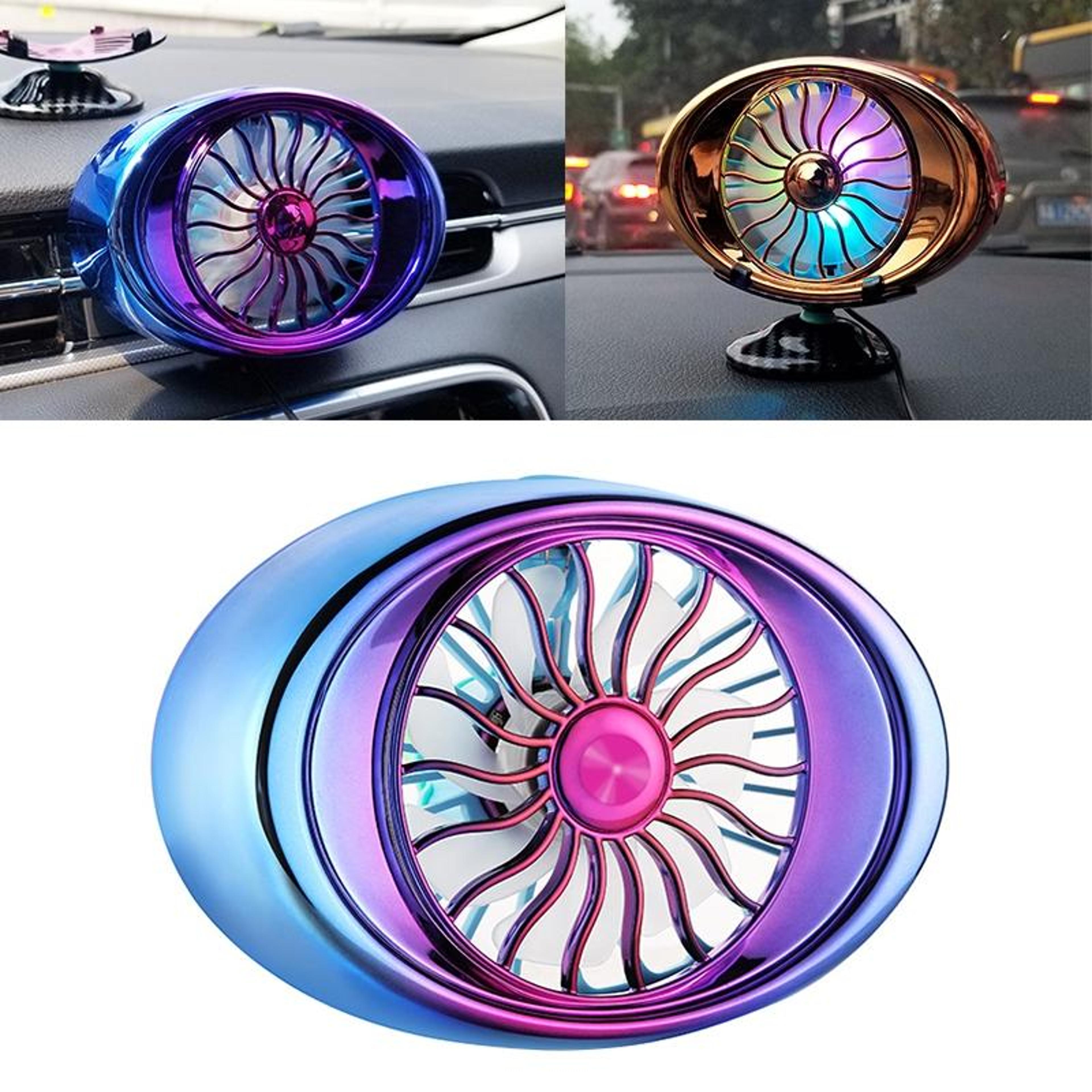 portable car vent fan usb car fan with 360° rotation led light and 3 speed cooling