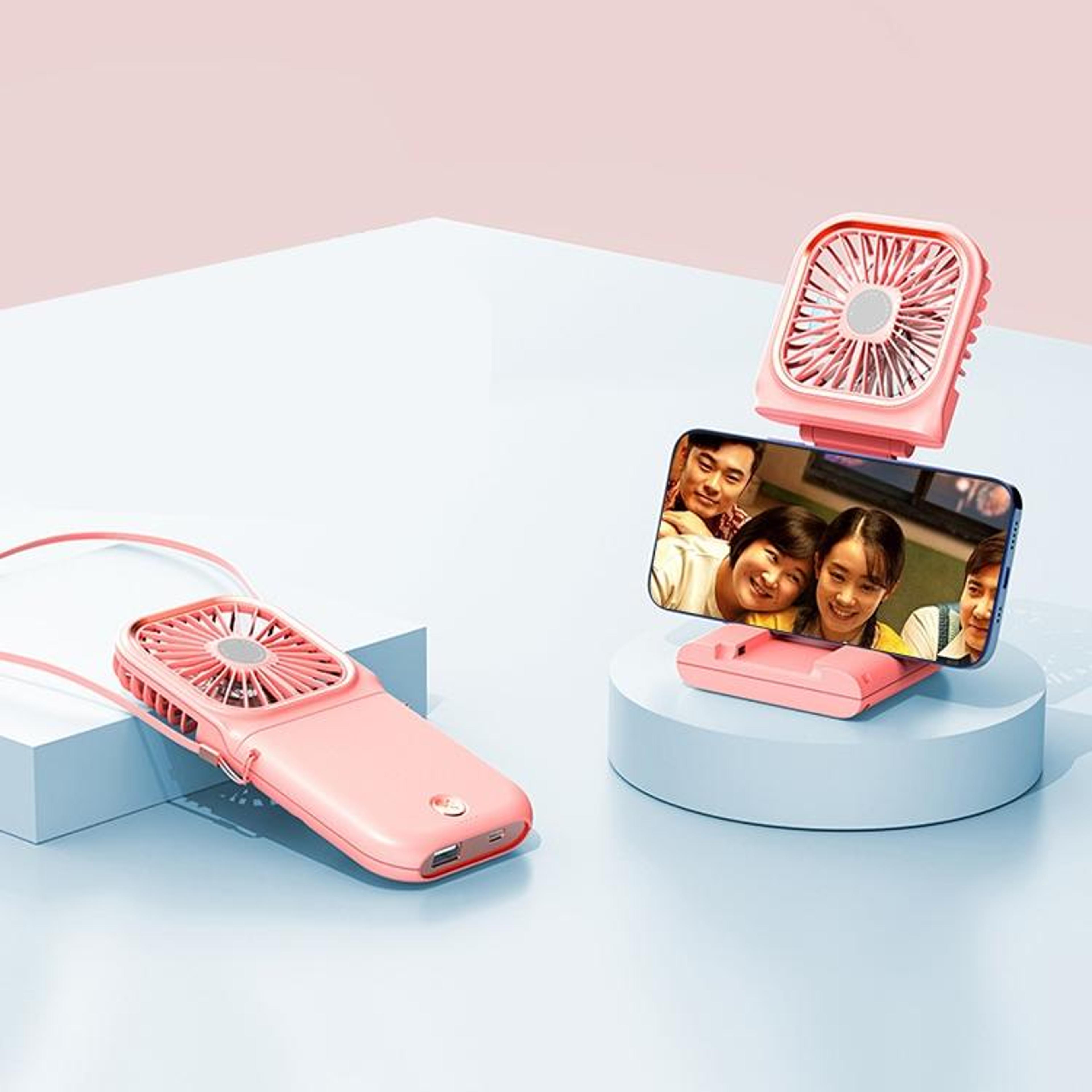electroplated portable neck fan usb rechargeable handheld fan foldable desktop cooling fan