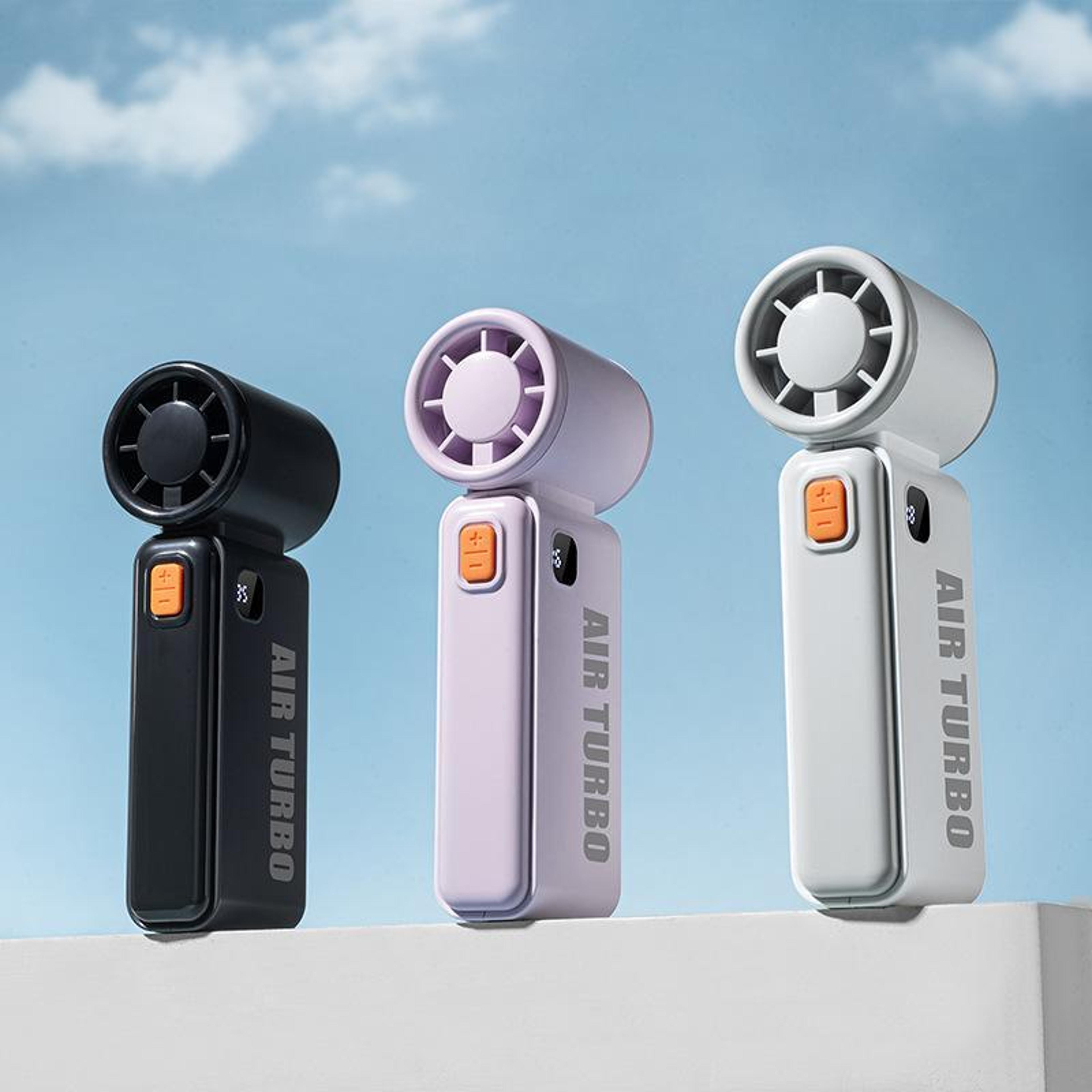 portable high speed handheld fan with digital display usb rechargeable personal cooling fan