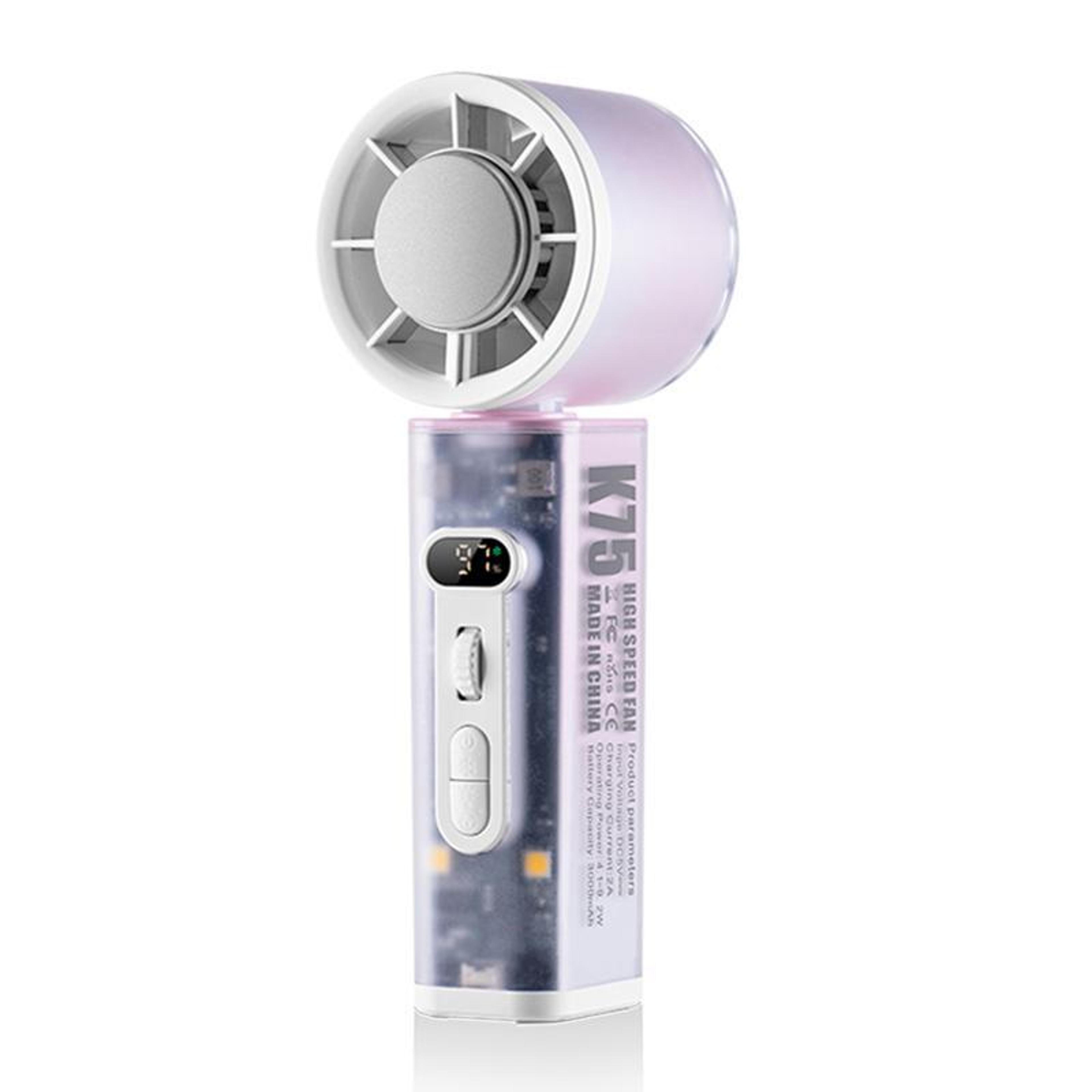 k75 handheld cooling fan portable cooling fan with auto oscillation led light and instant cooling