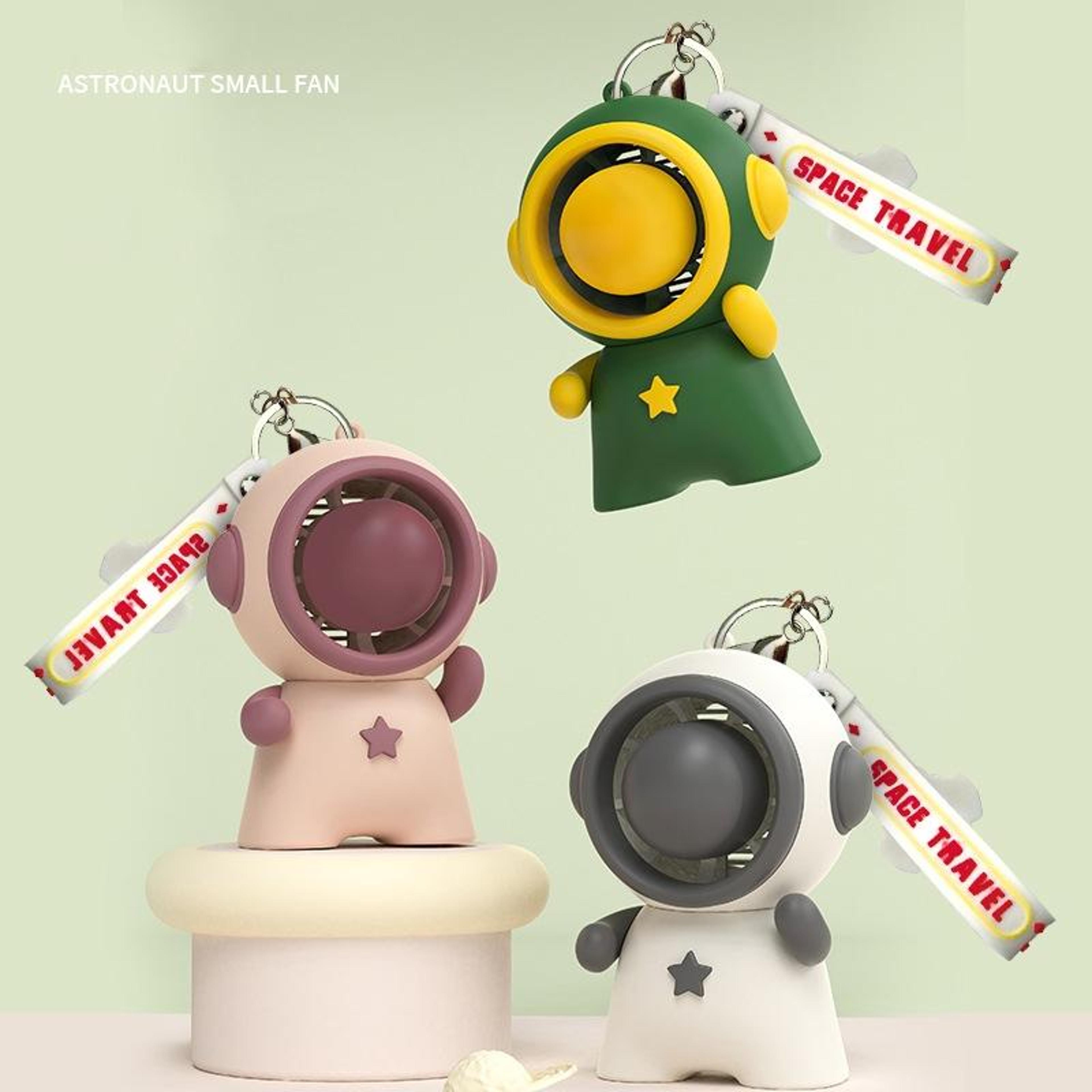 portable astronaut mini fan keychain usb rechargeable handheld cooling fan with lanyard