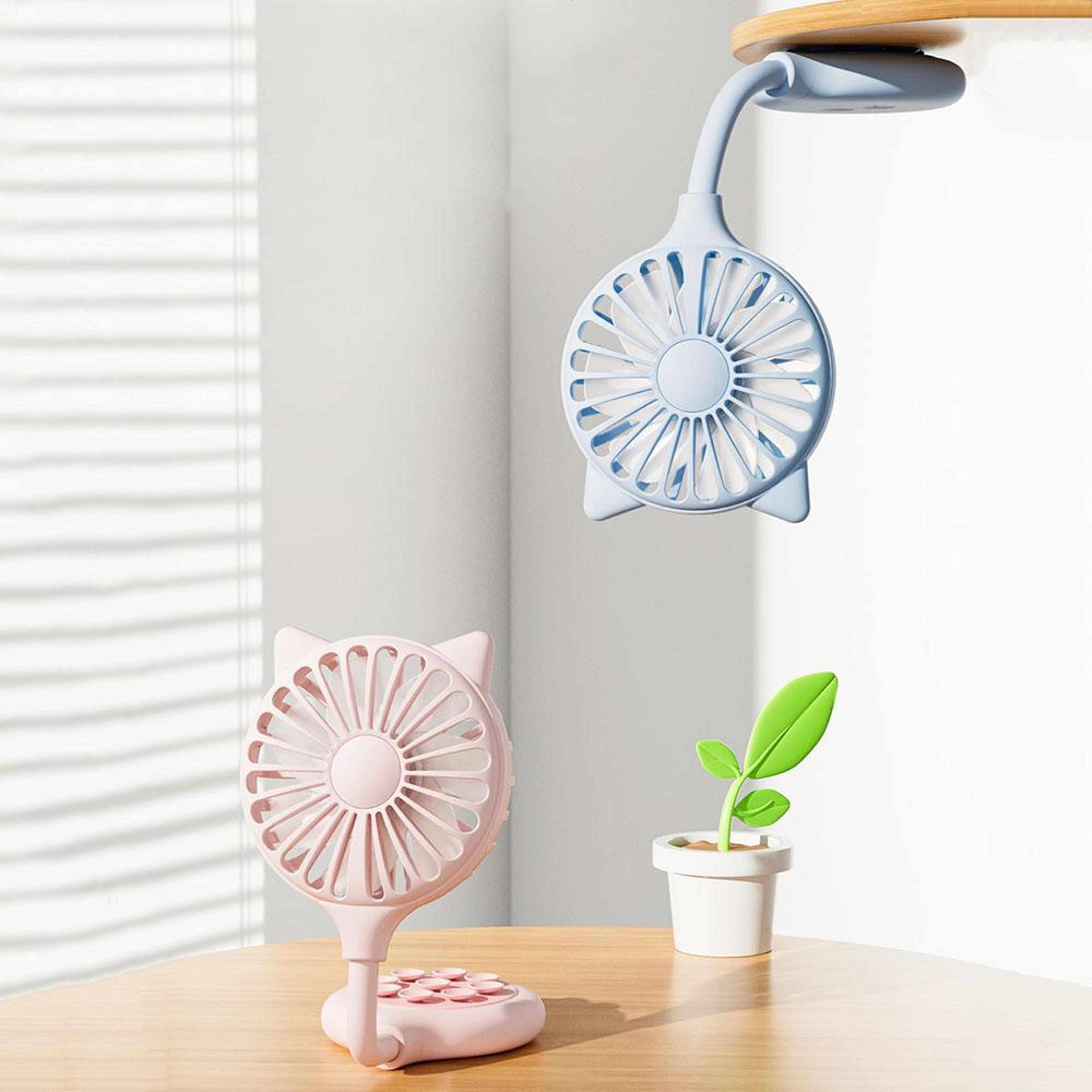 portable usb fan rechargeable desk fan mini folding suction cup fan with flexible adjustable neck