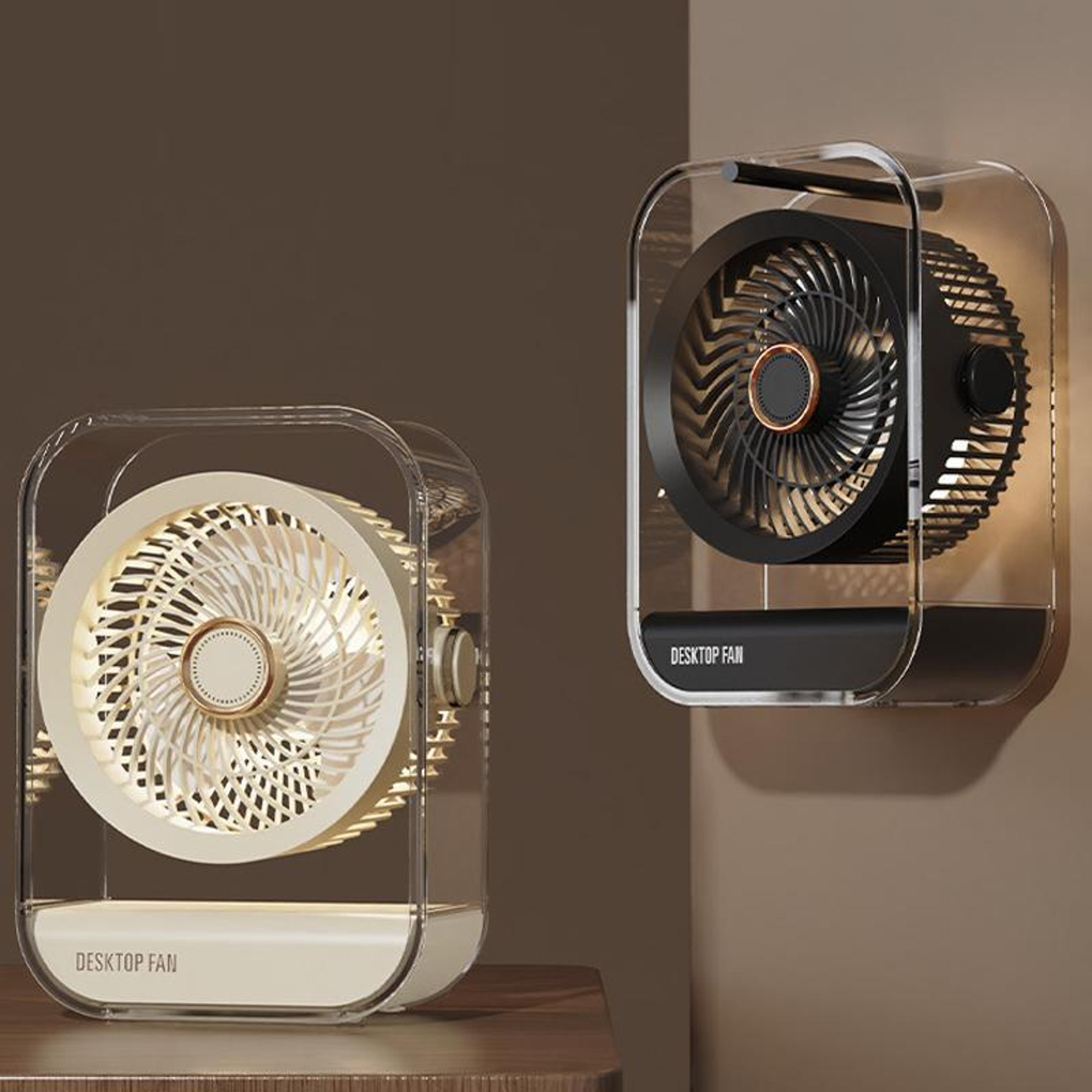usb rechargeable desktop fan with night light 5 speed portable quiet cooling fan