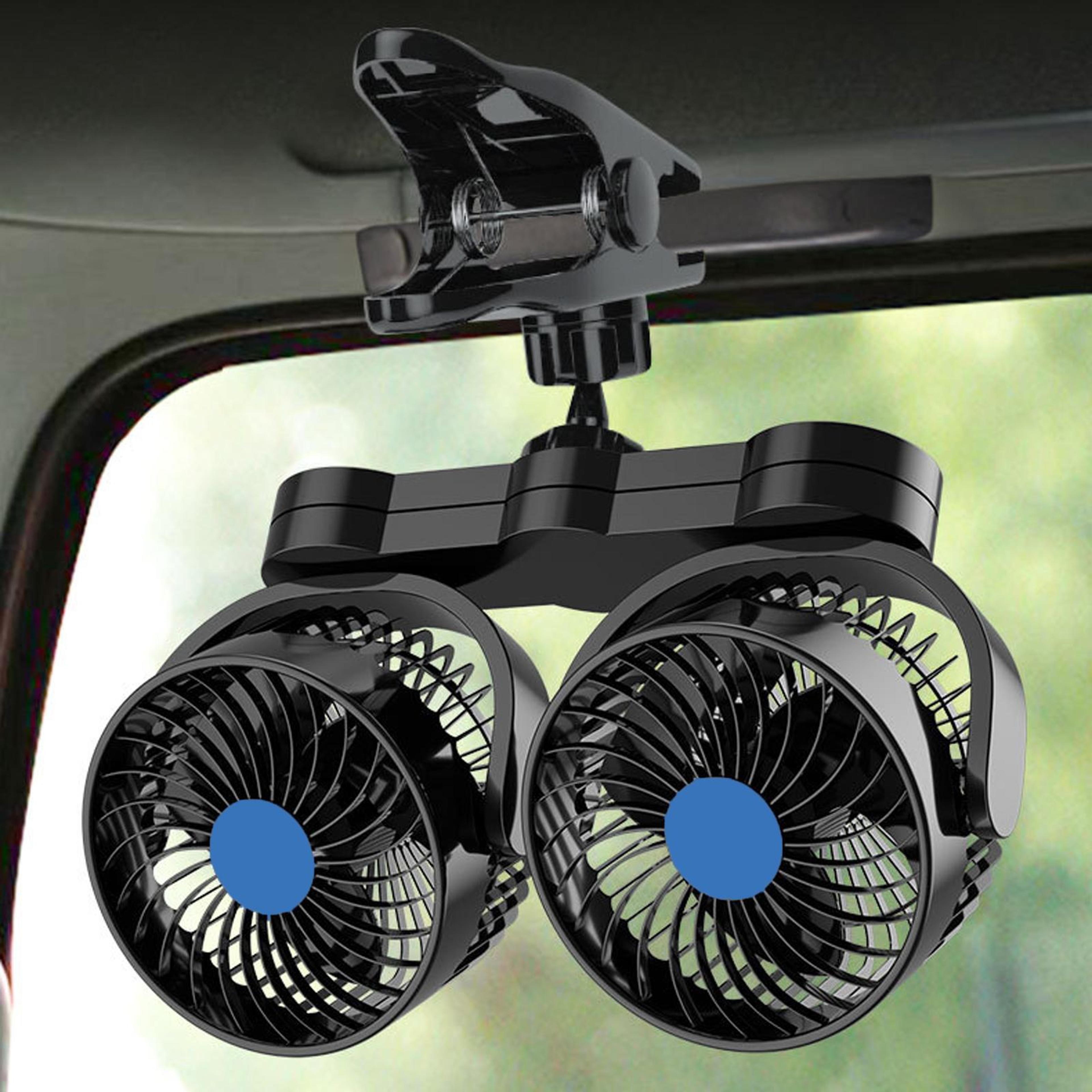 portable dual head car fan clip on car cooling fan with stepless speed control