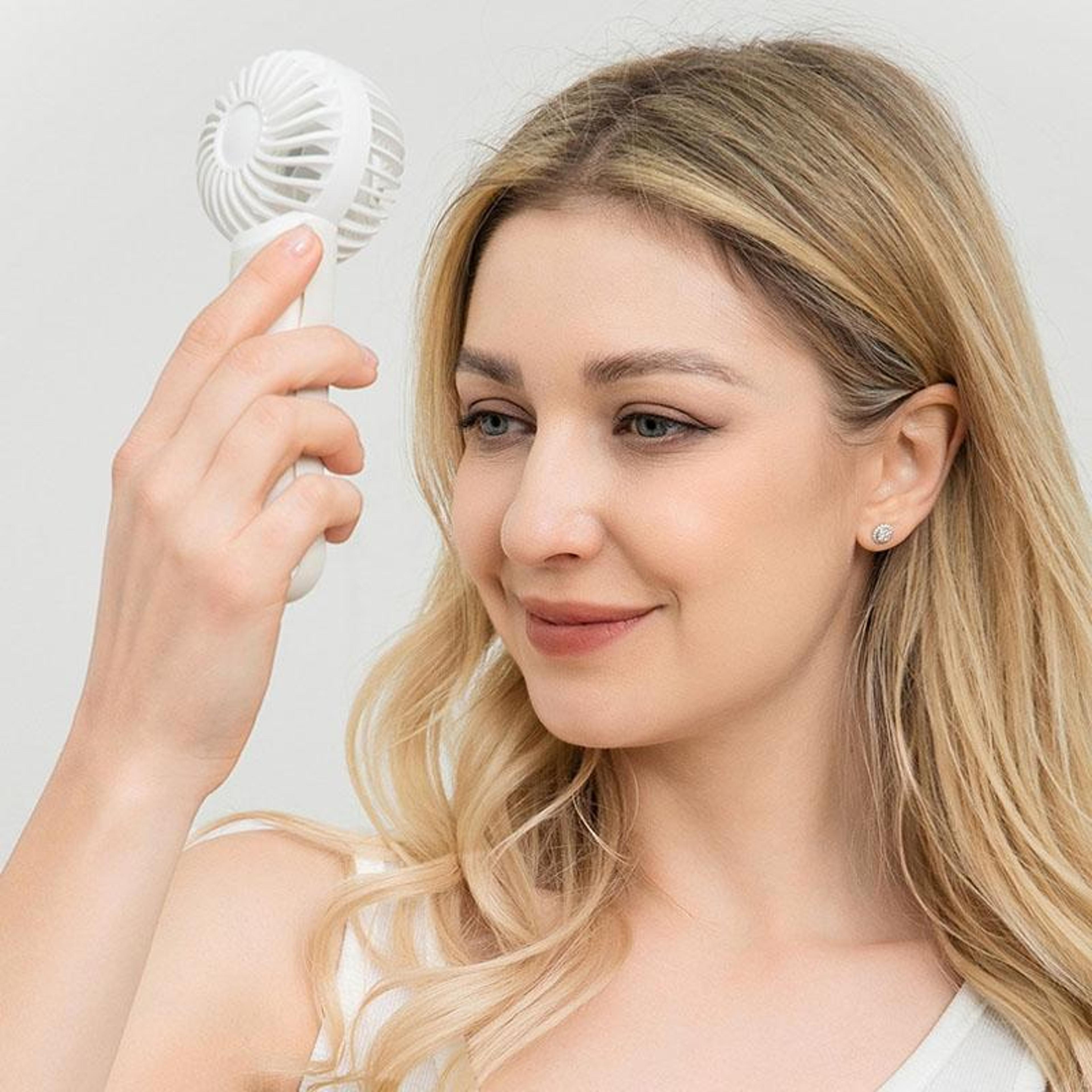 portable handheld fan usb rechargeable mini neck hanging fan with 3 speed quiet cooling