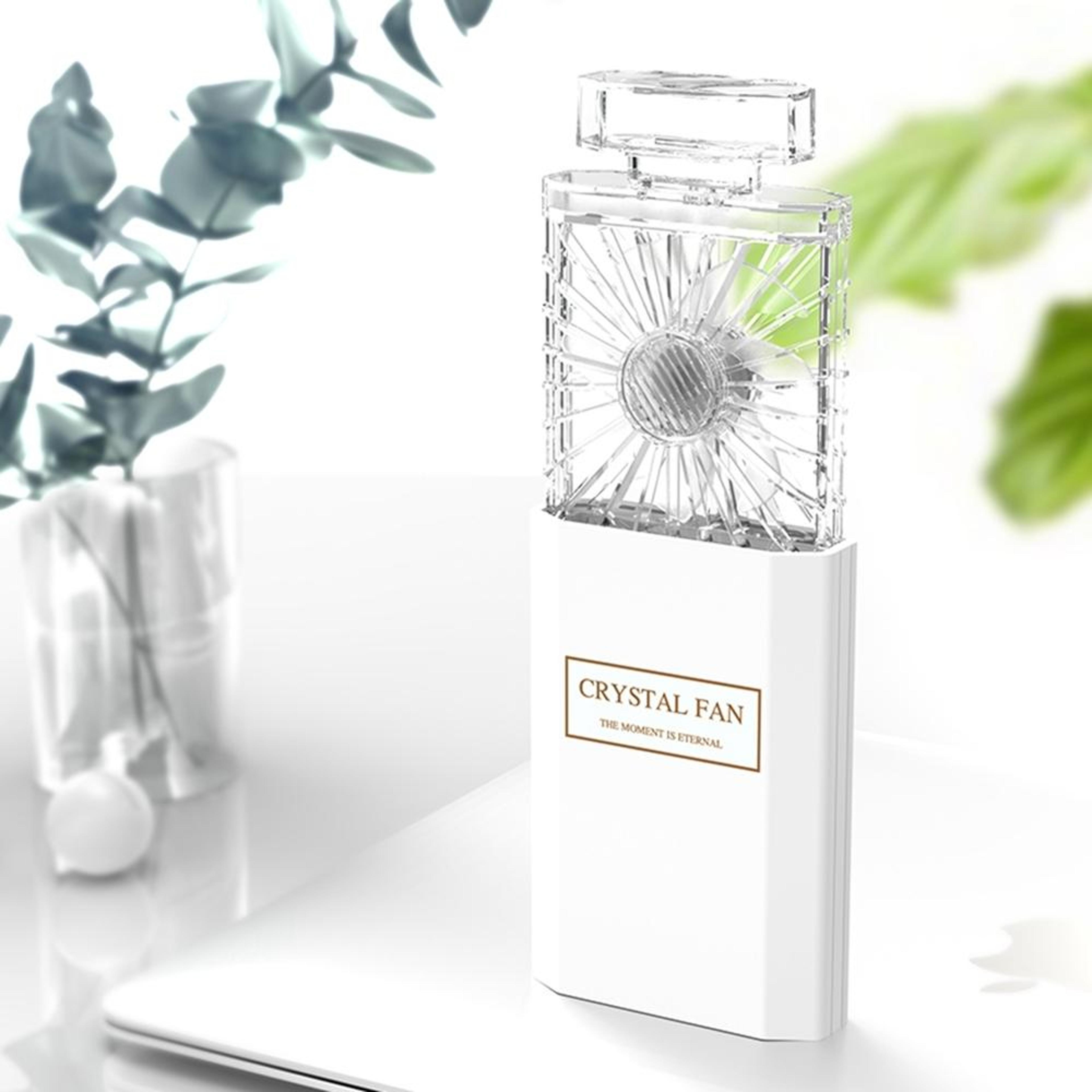 perfume shape portable handheld fan with hidden blade fan usb rechargeable mini cooling fan