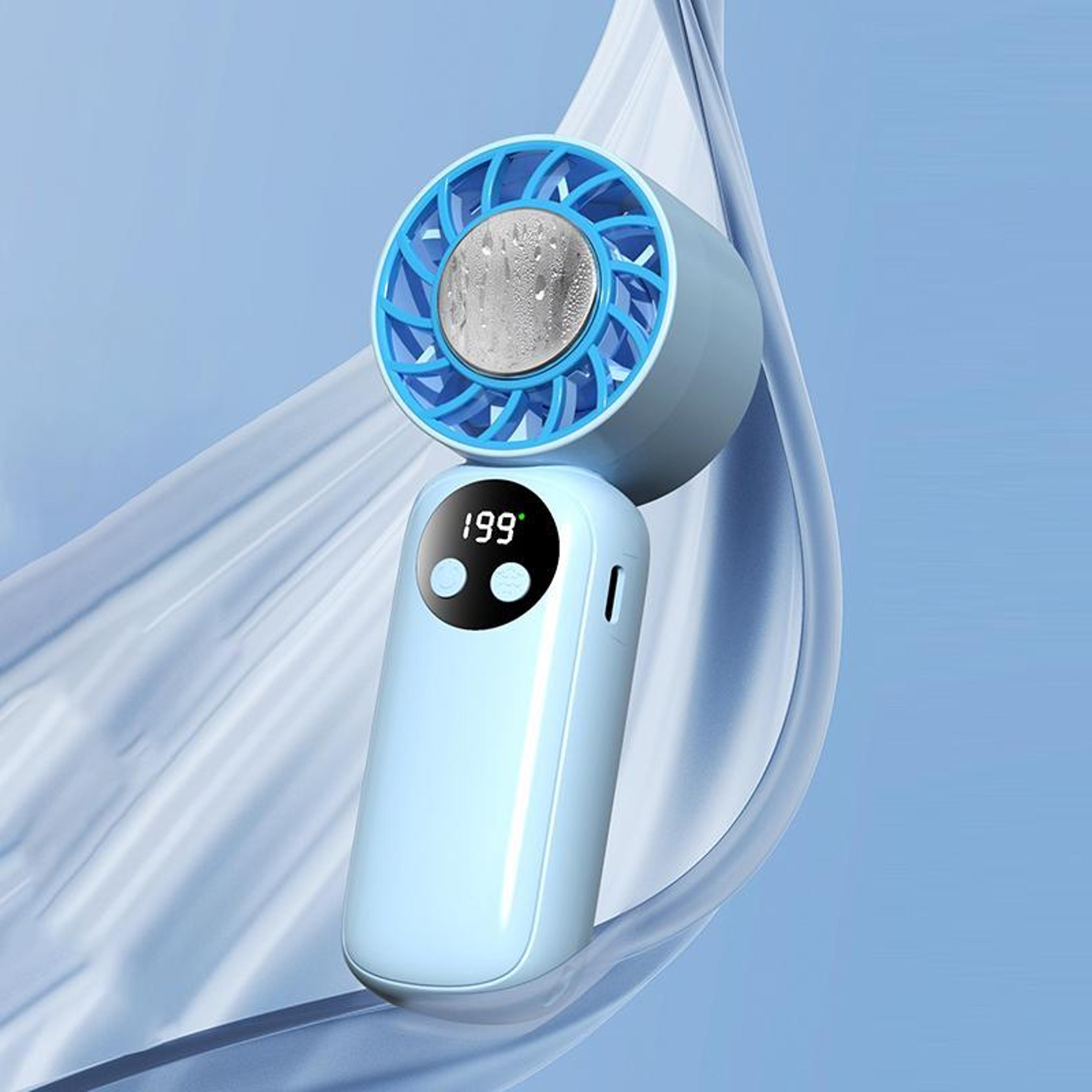 wd-01 portable handheld fan mini cooling fan with digital display and usb type-c rechargeable design