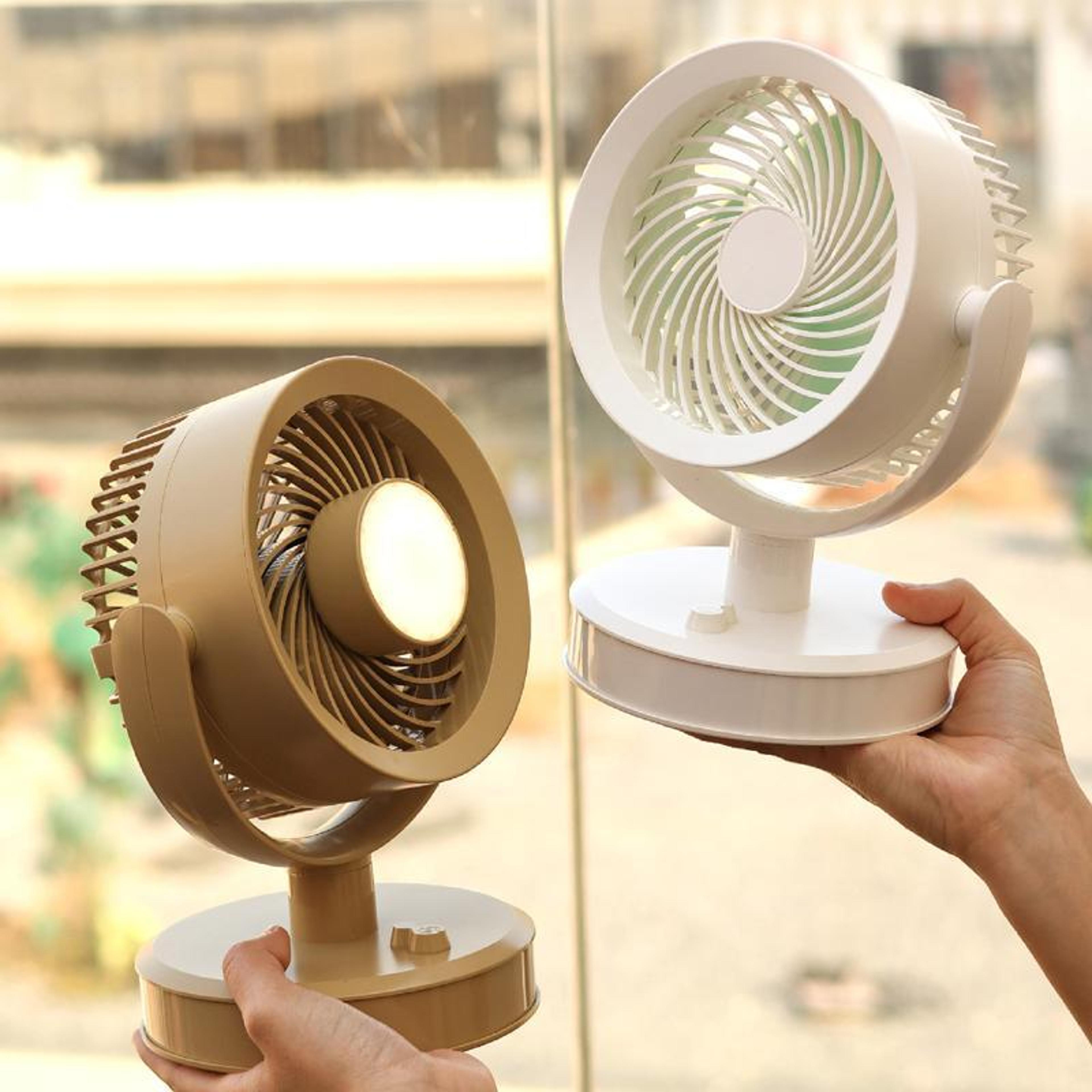 portable desk fan usb rechargeable mini table fan with adjustable airflow and warm night light
