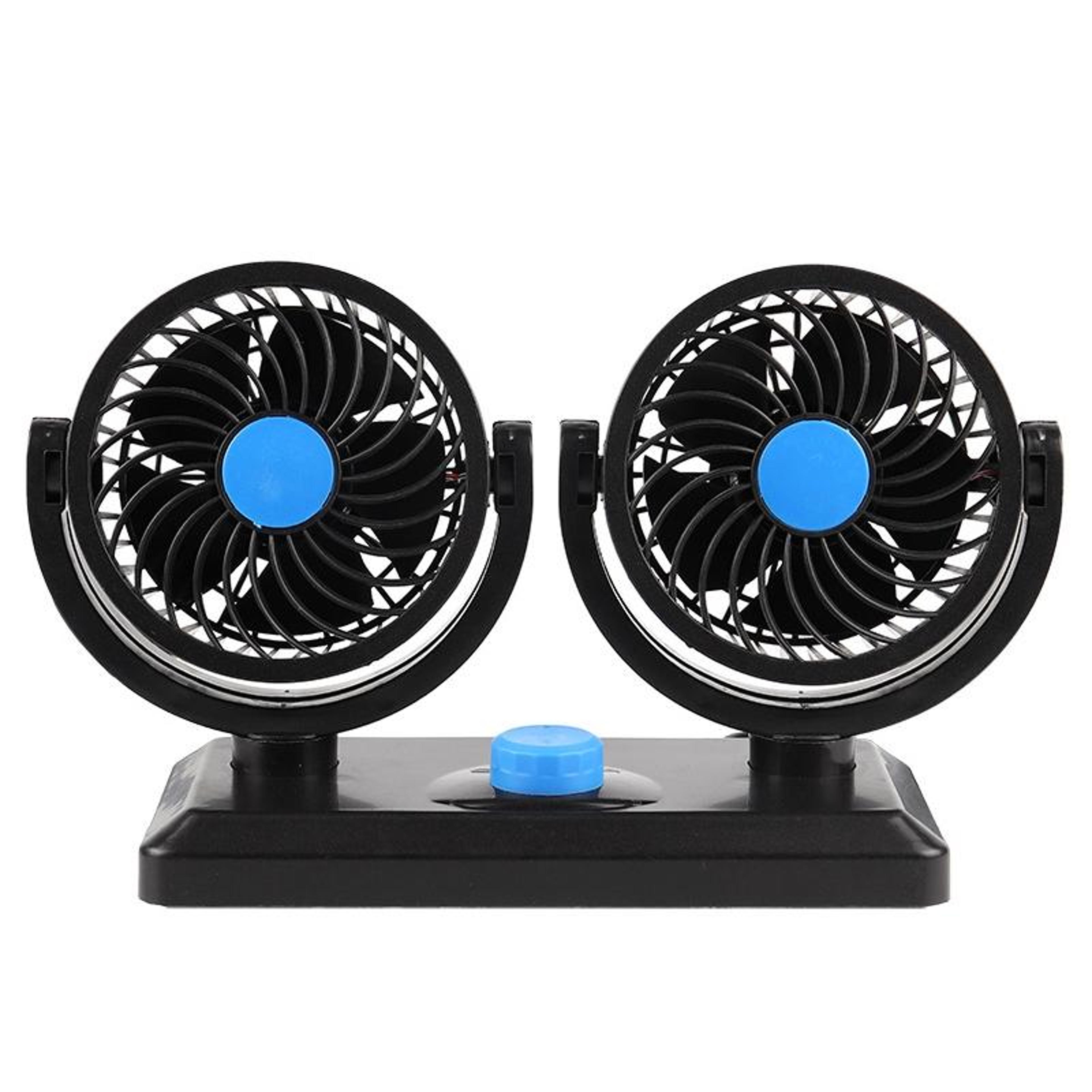 portable car fan dual head 360 degree adjustable car fan with 2 speed cooling