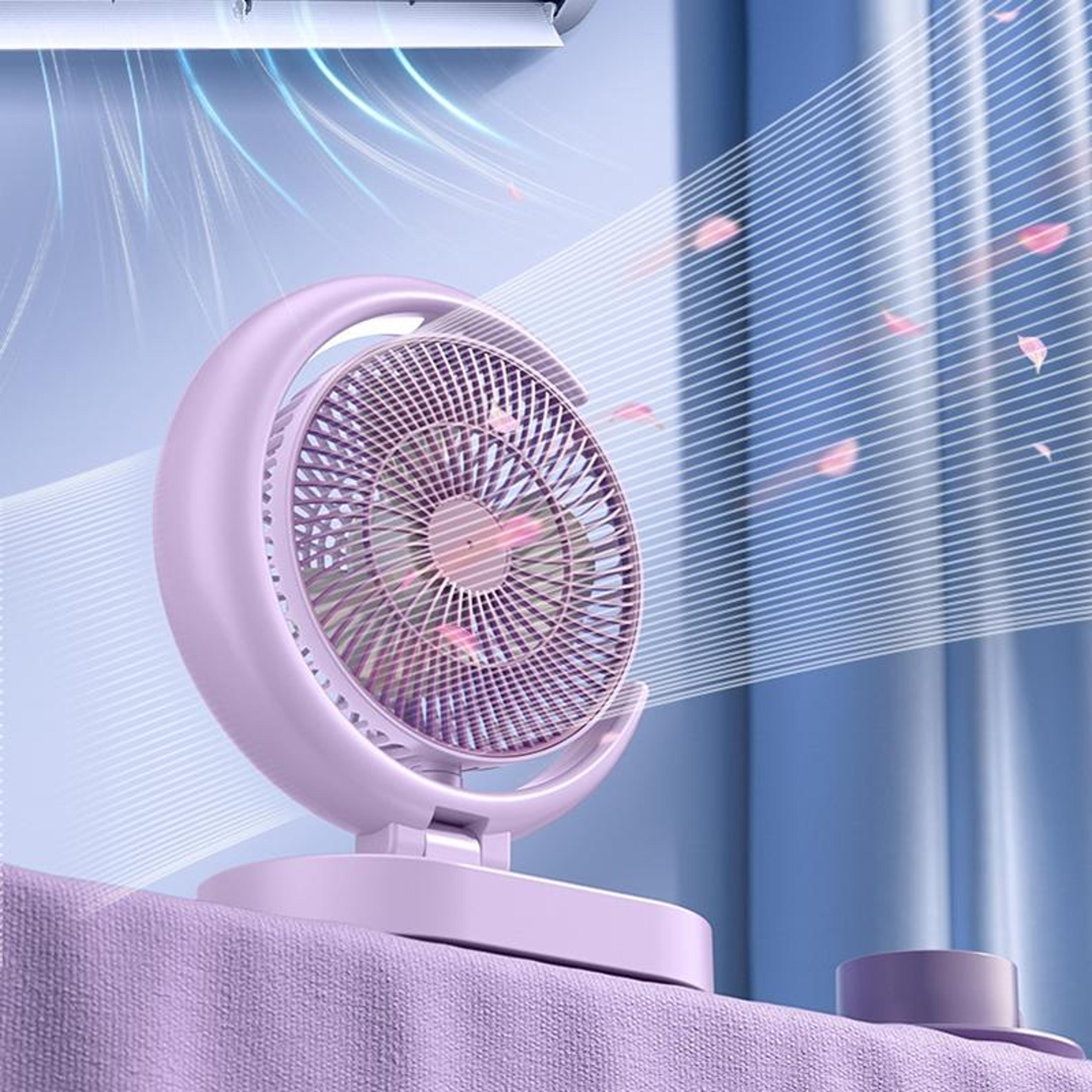 lf-002 usb rechargeable desk fan with led night light quiet portable mini fan