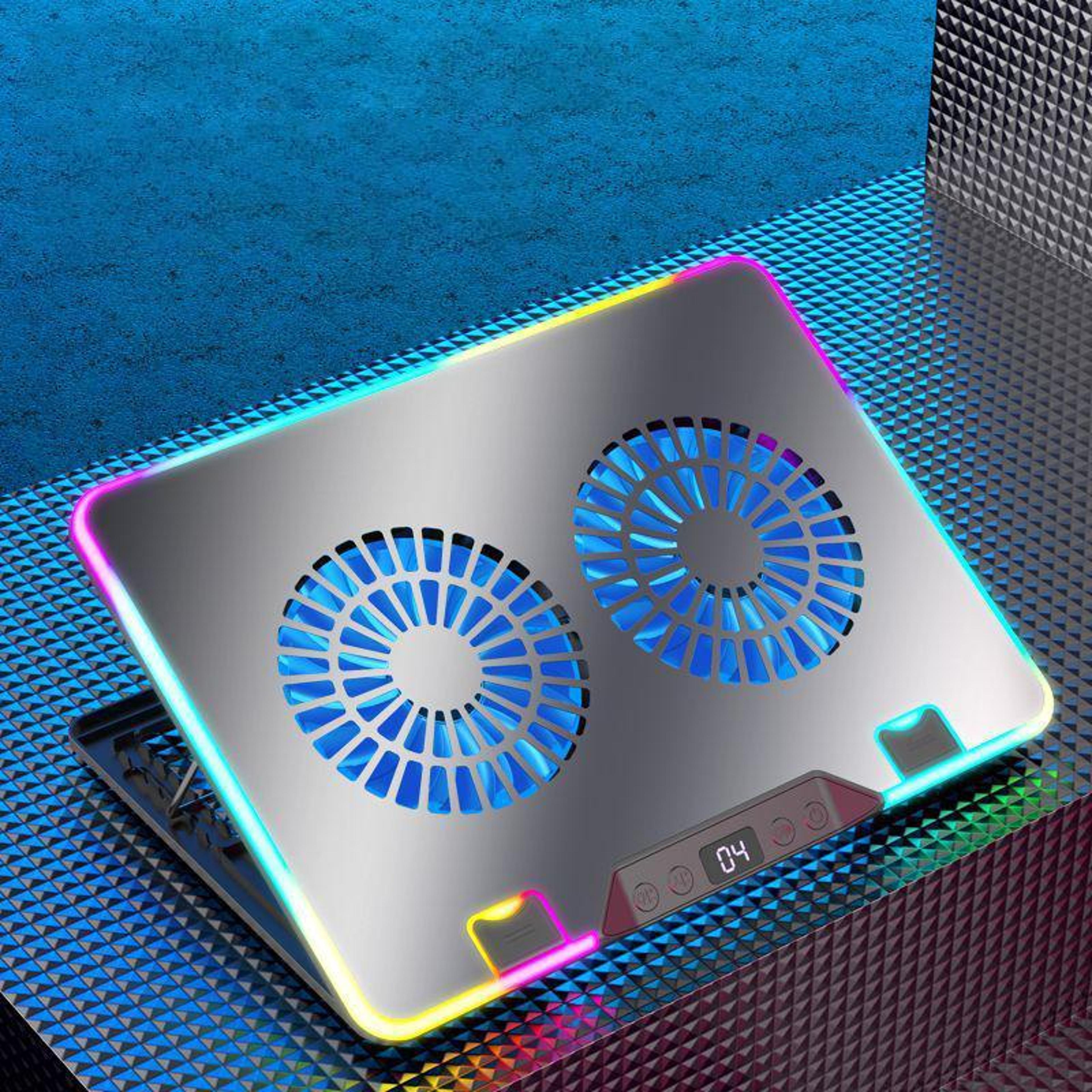 6 speed laptop cooling pad with dual fan laptop cooler rgb adjustable stand for up to 18 inch laptops