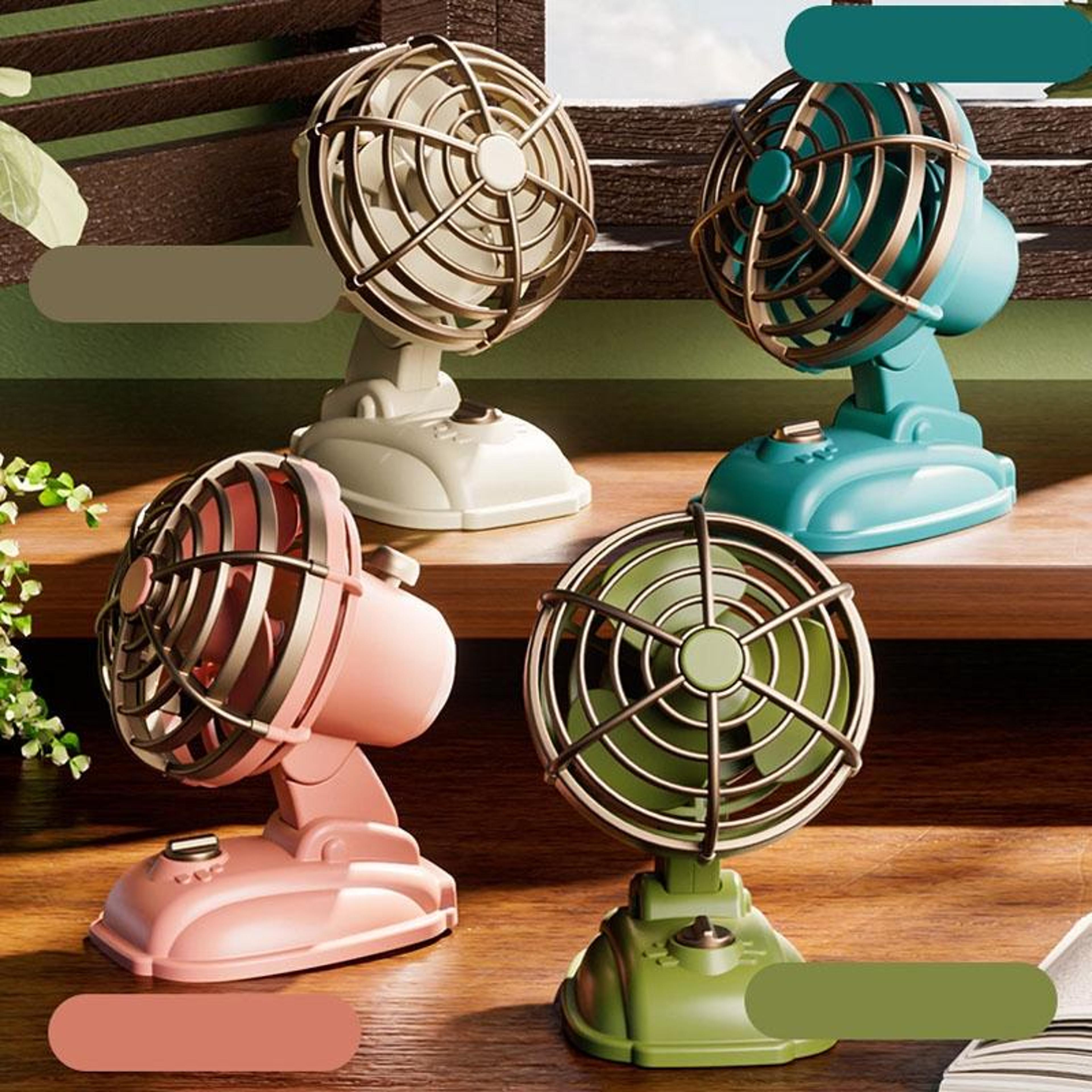 retro usb desk fan silent portable mini rechargeable desktop fan for home office travel