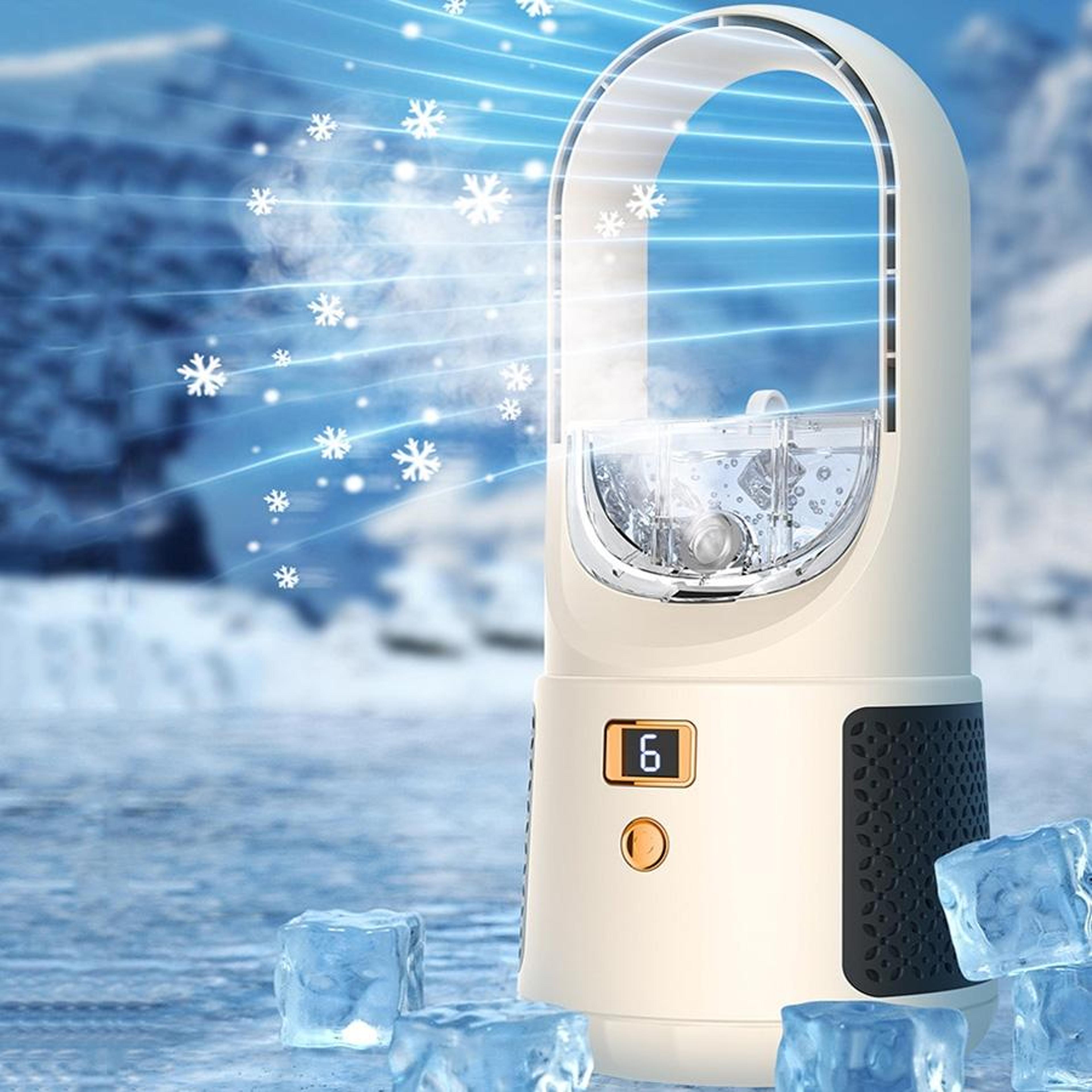 portable bladeless desk fan usb rechargeable led display quiet cooling fan