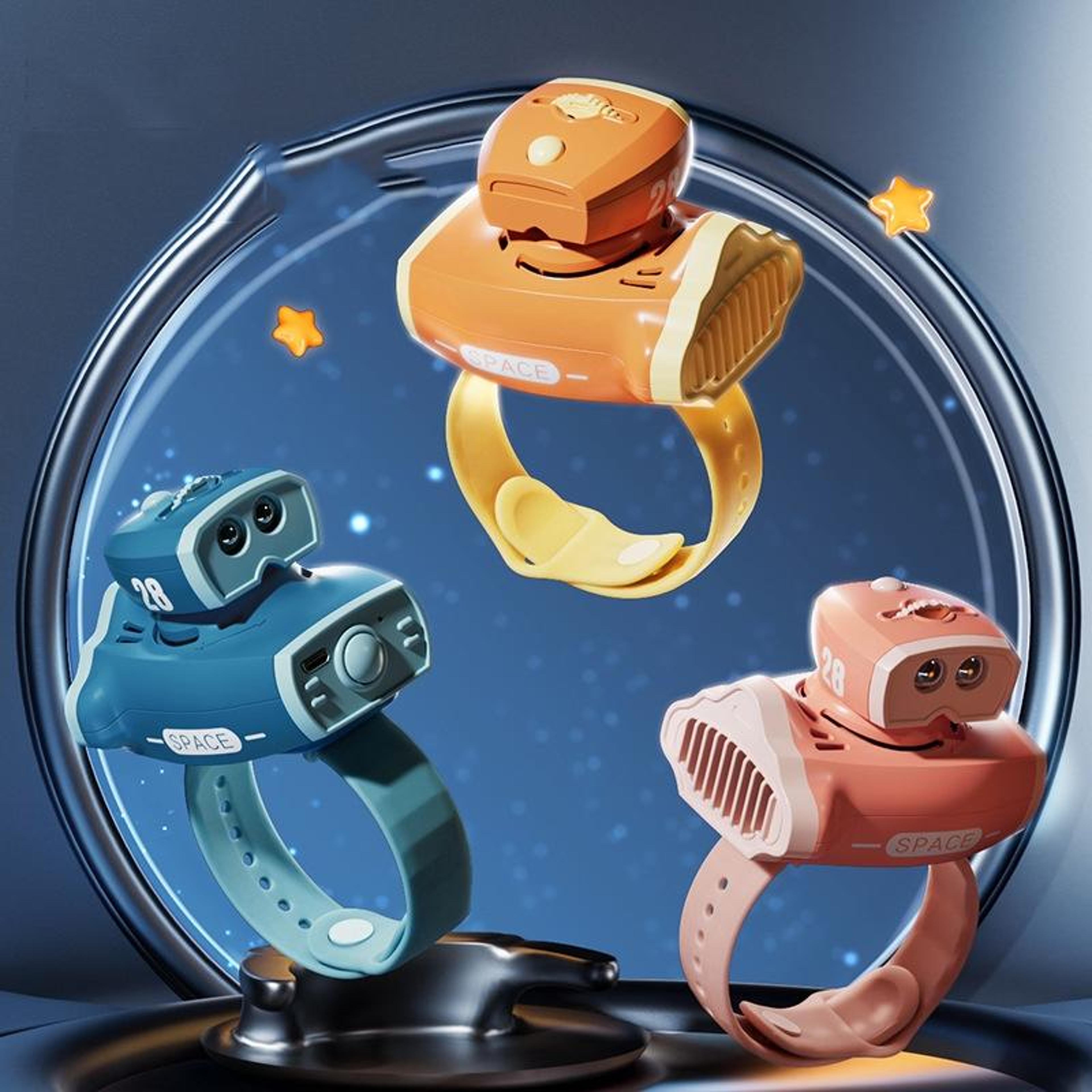 kids wrist fan usb rechargeable cartoon projection watch bladeless portable fan