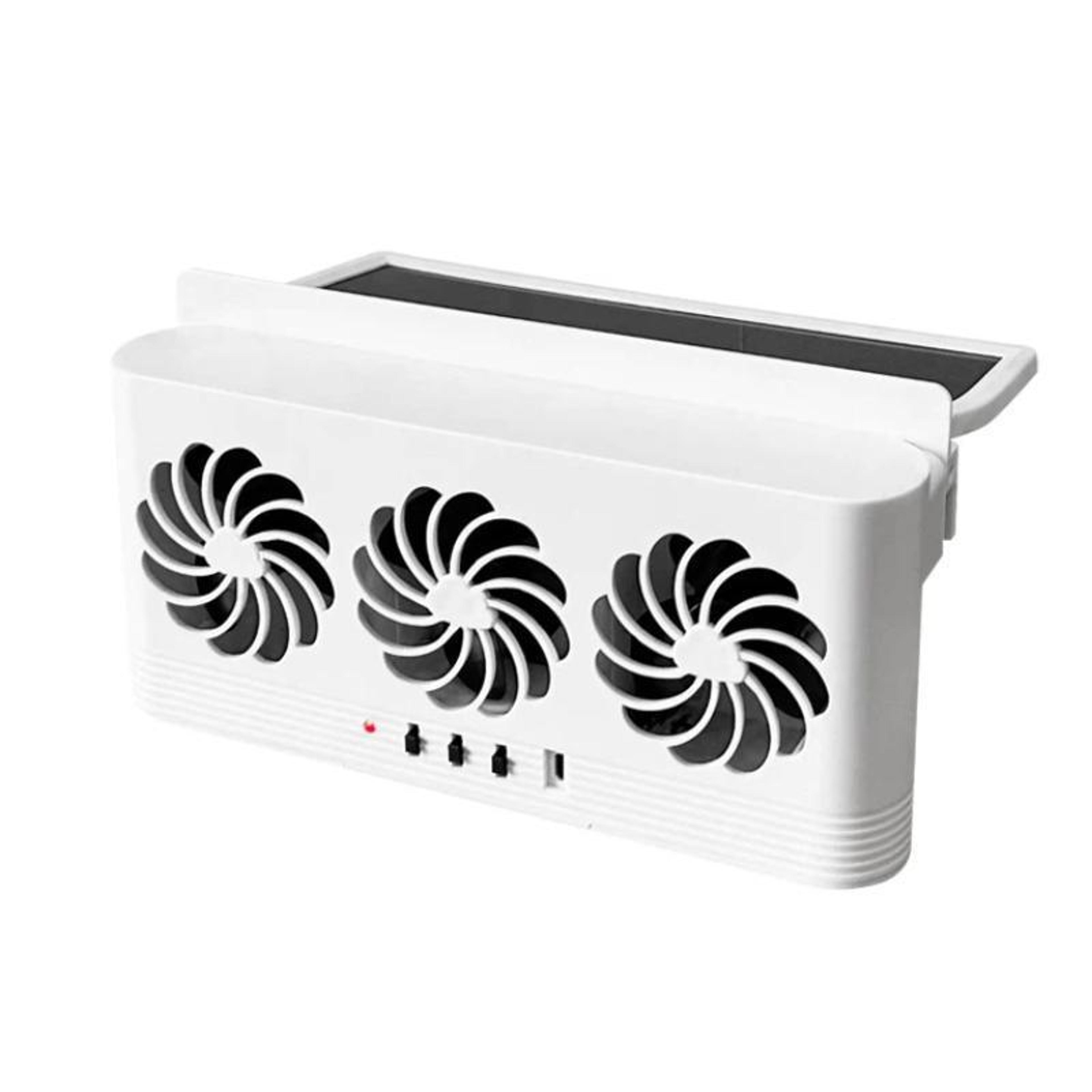 solar powered car ventilation fan triple head auto window exhaust cooler with usb battery backup