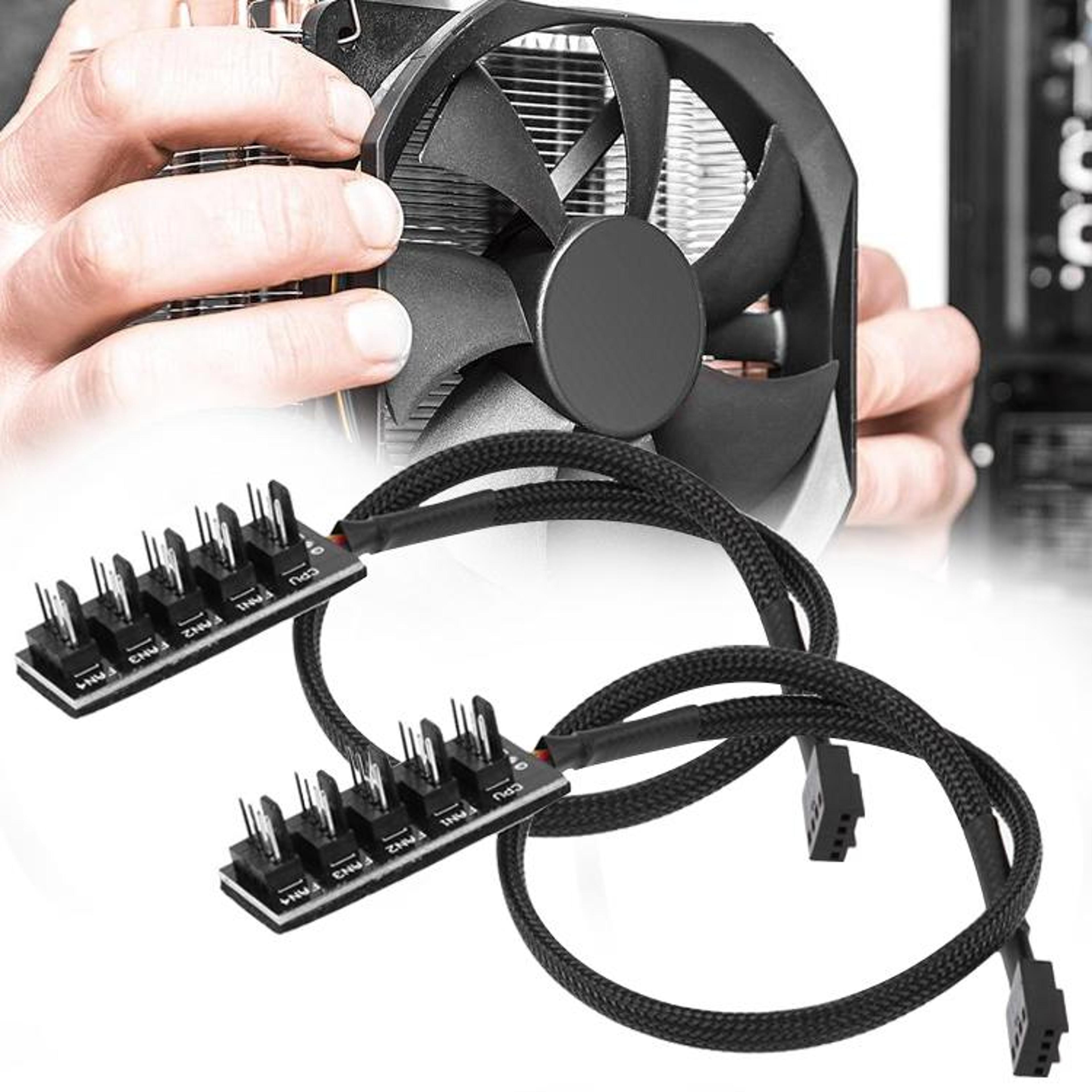 2pcs pwm fan hub 4 to 5 port computer fan hub splitter cable for pc chassis cooling