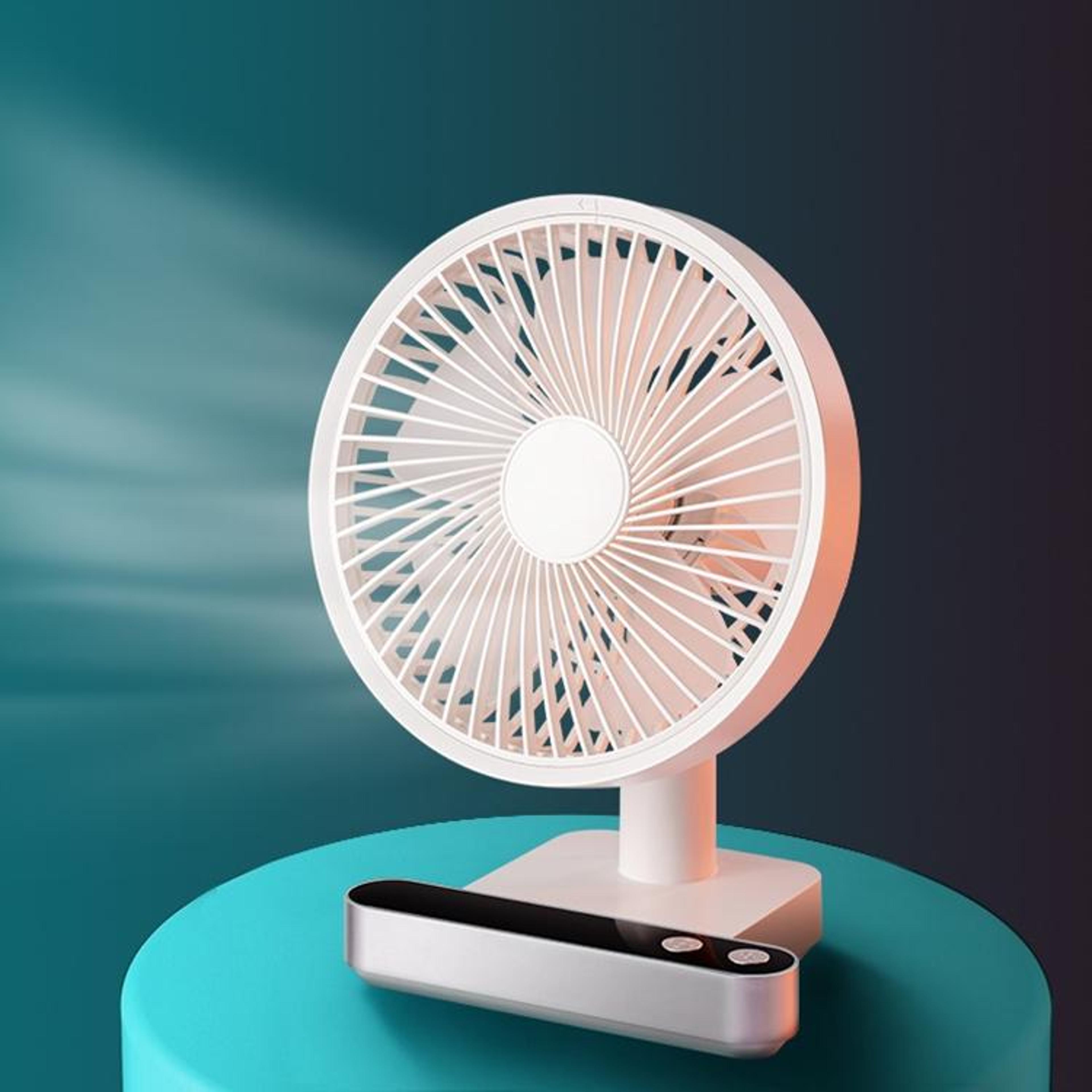 f702 oscillating desk fan with led display 5000mah rechargeable desktop fan