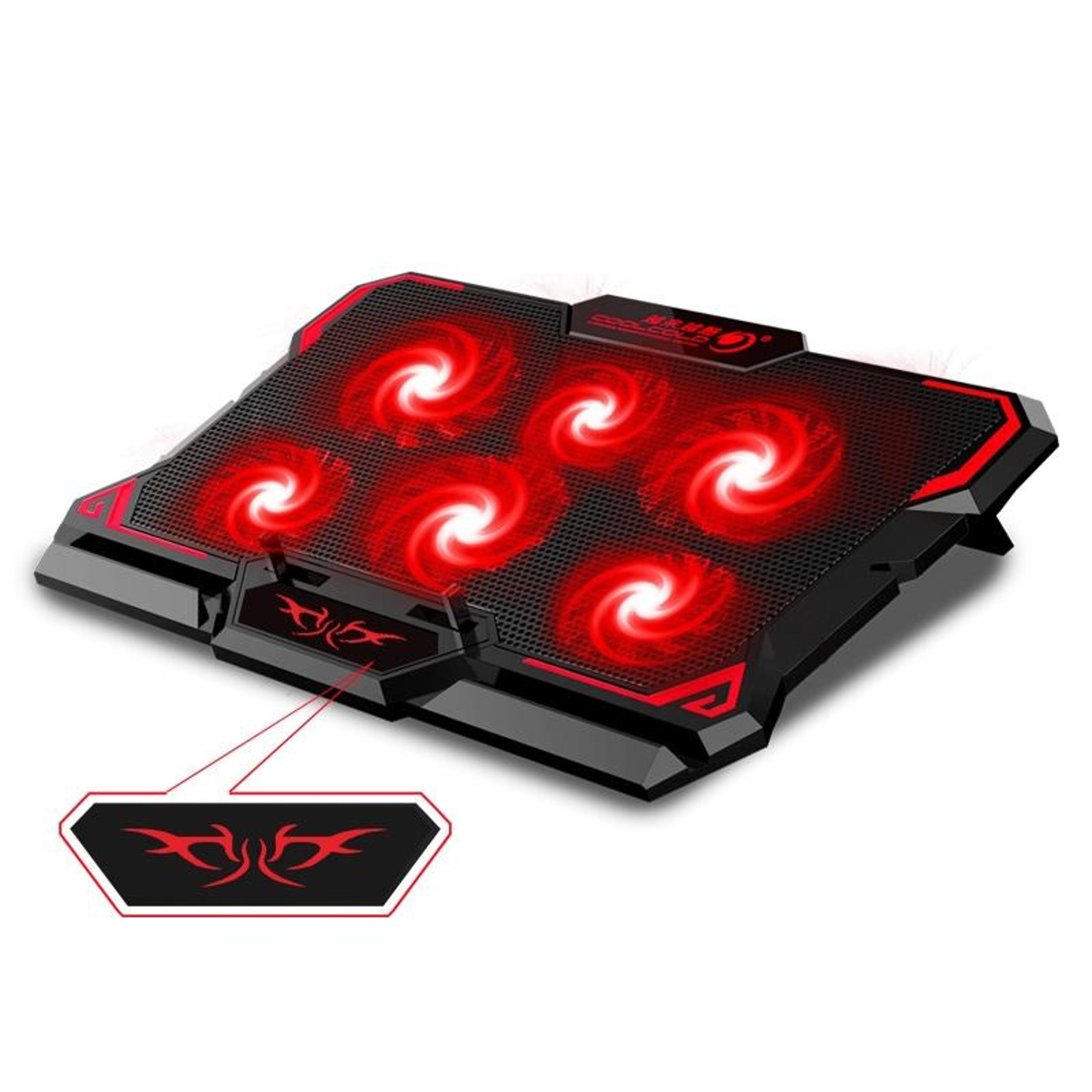 gaming laptop cooling pad with 6 quiet fans 2600rpm dual usb ports for 17 inch laptops