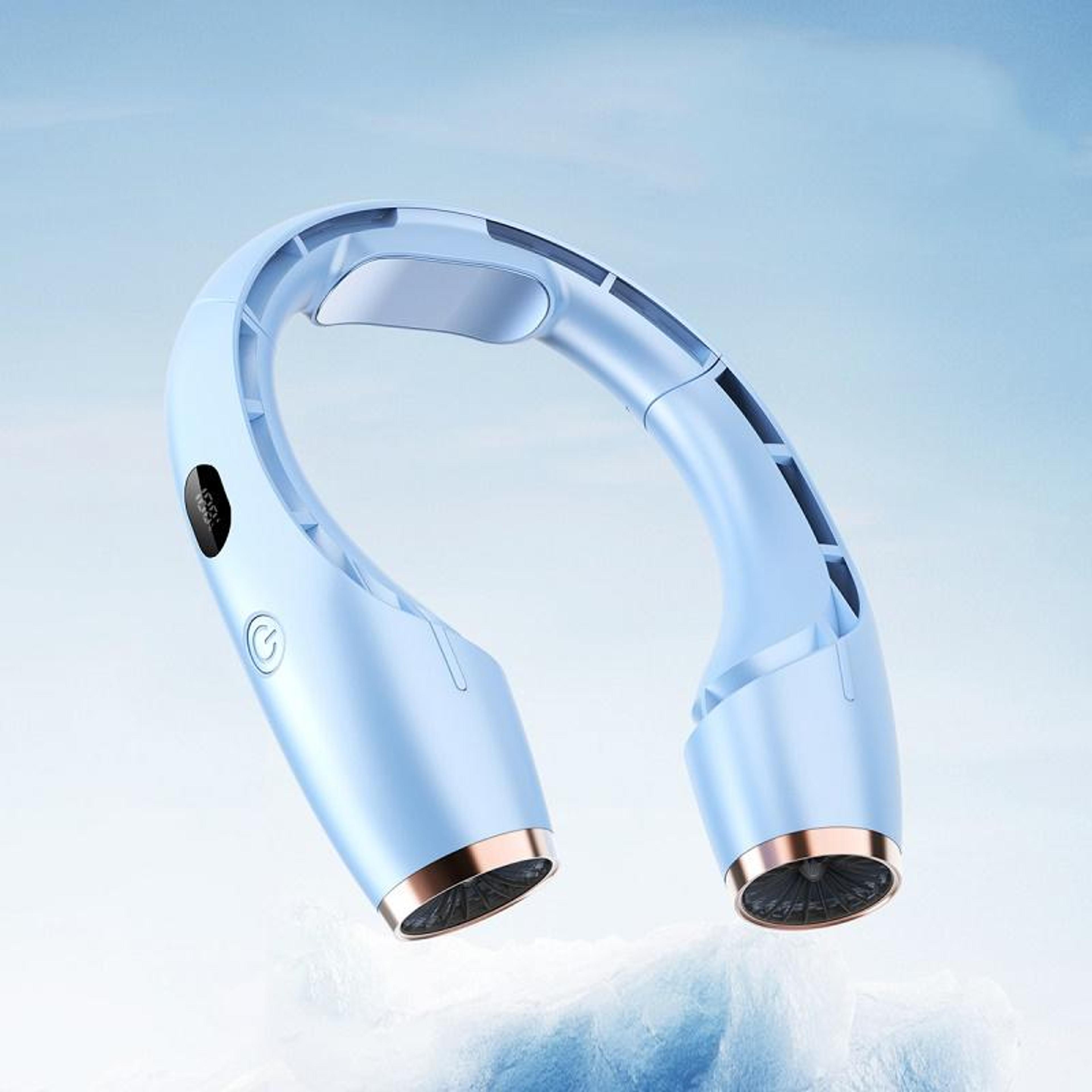 usb charging big wind cooling leafless hanging neck fan