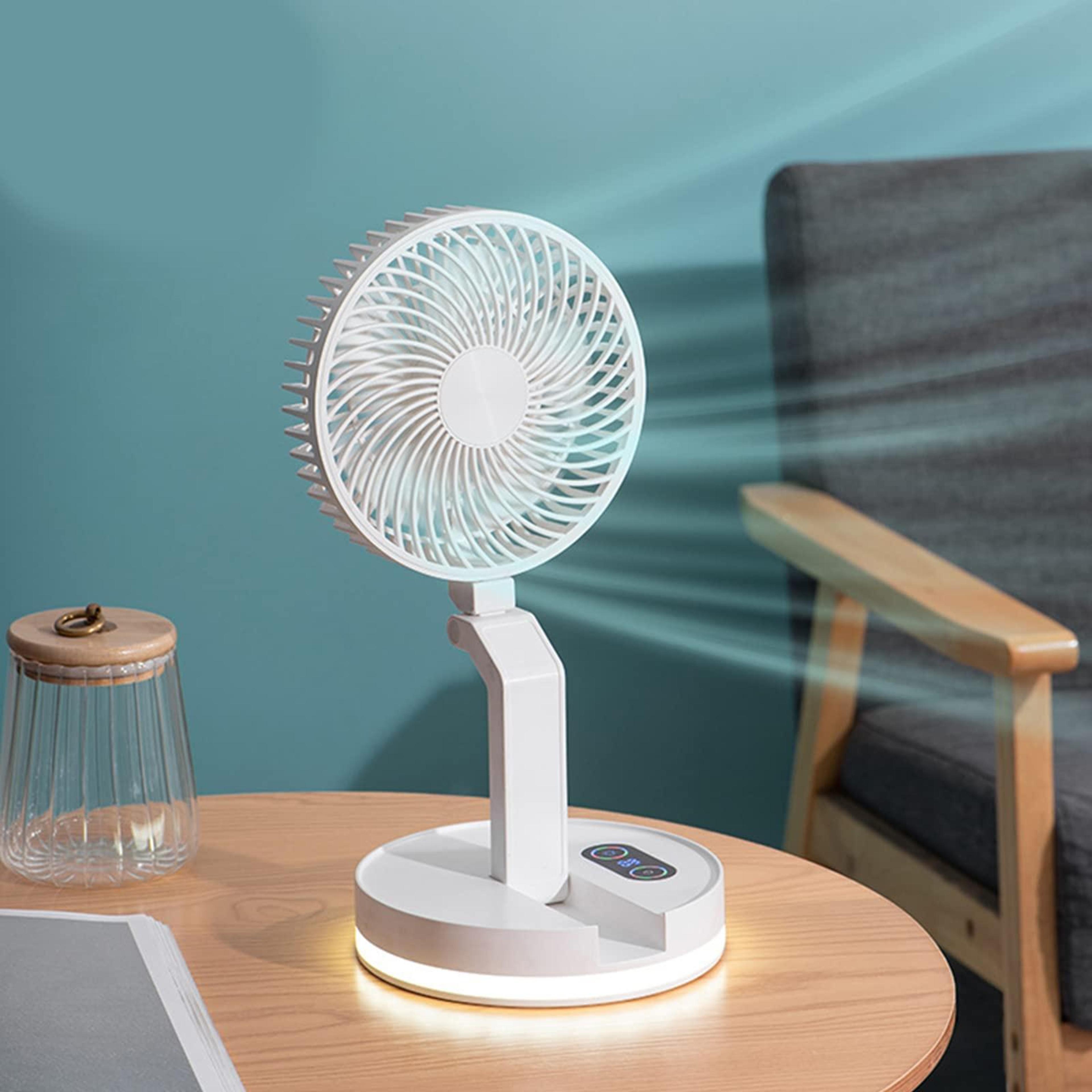 f200 foldable wall mounted fan with remote control led light rechargeable rotating desktop fan