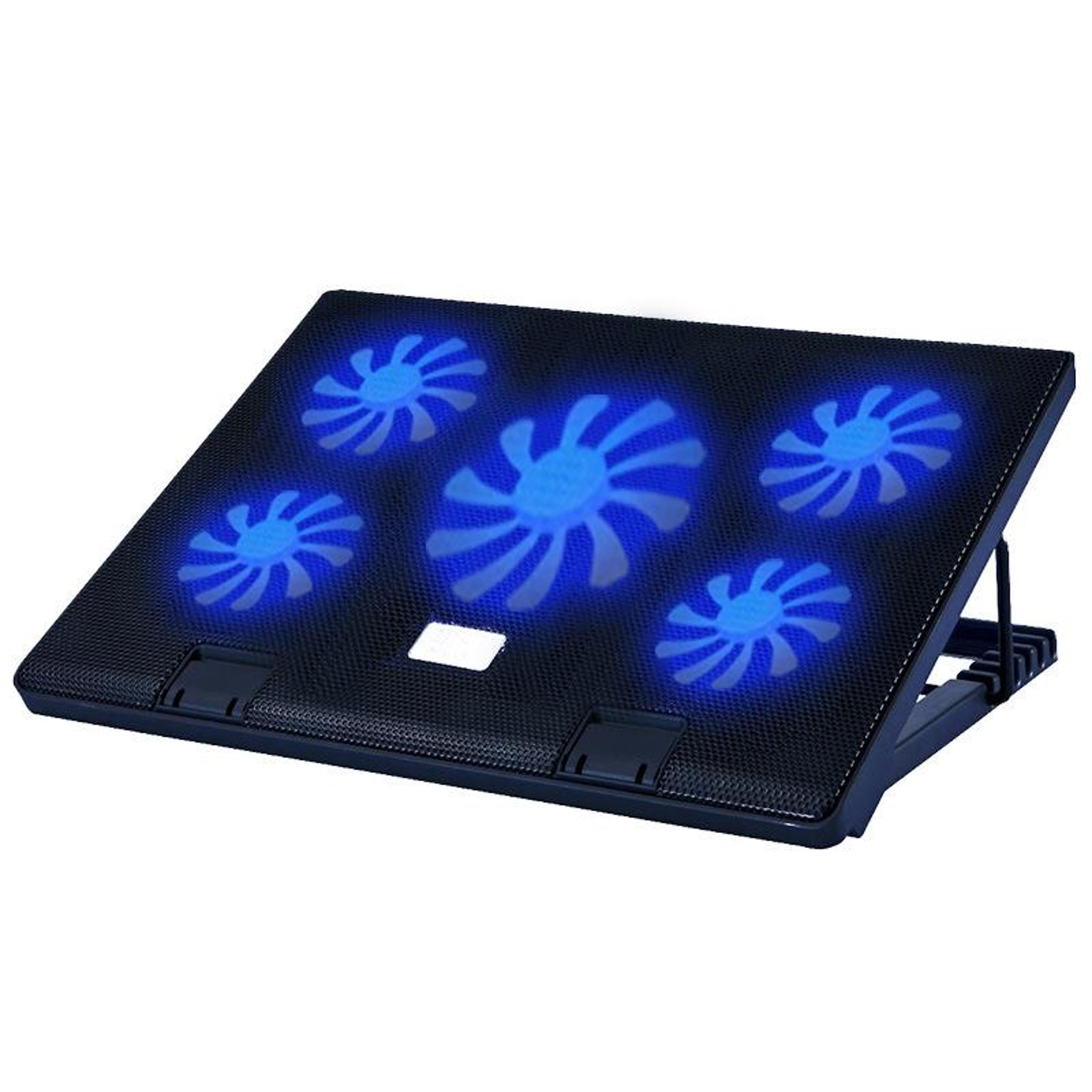 laptop cooling pad with five fans, multi-angle adjustable laptop stand & dual usb ports