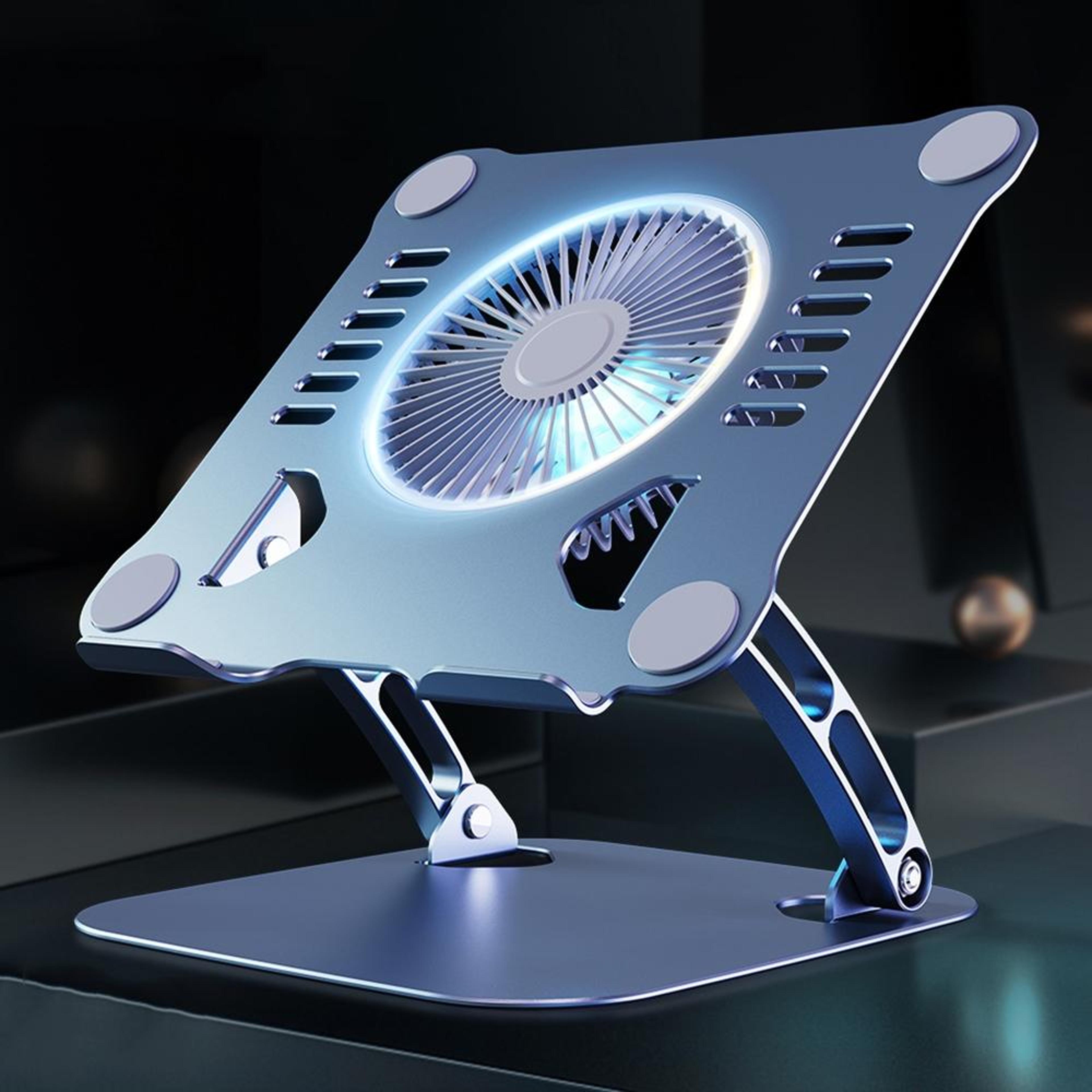 aluminum laptop cooling stand with desktop fan adjustable portable laptop stand with light