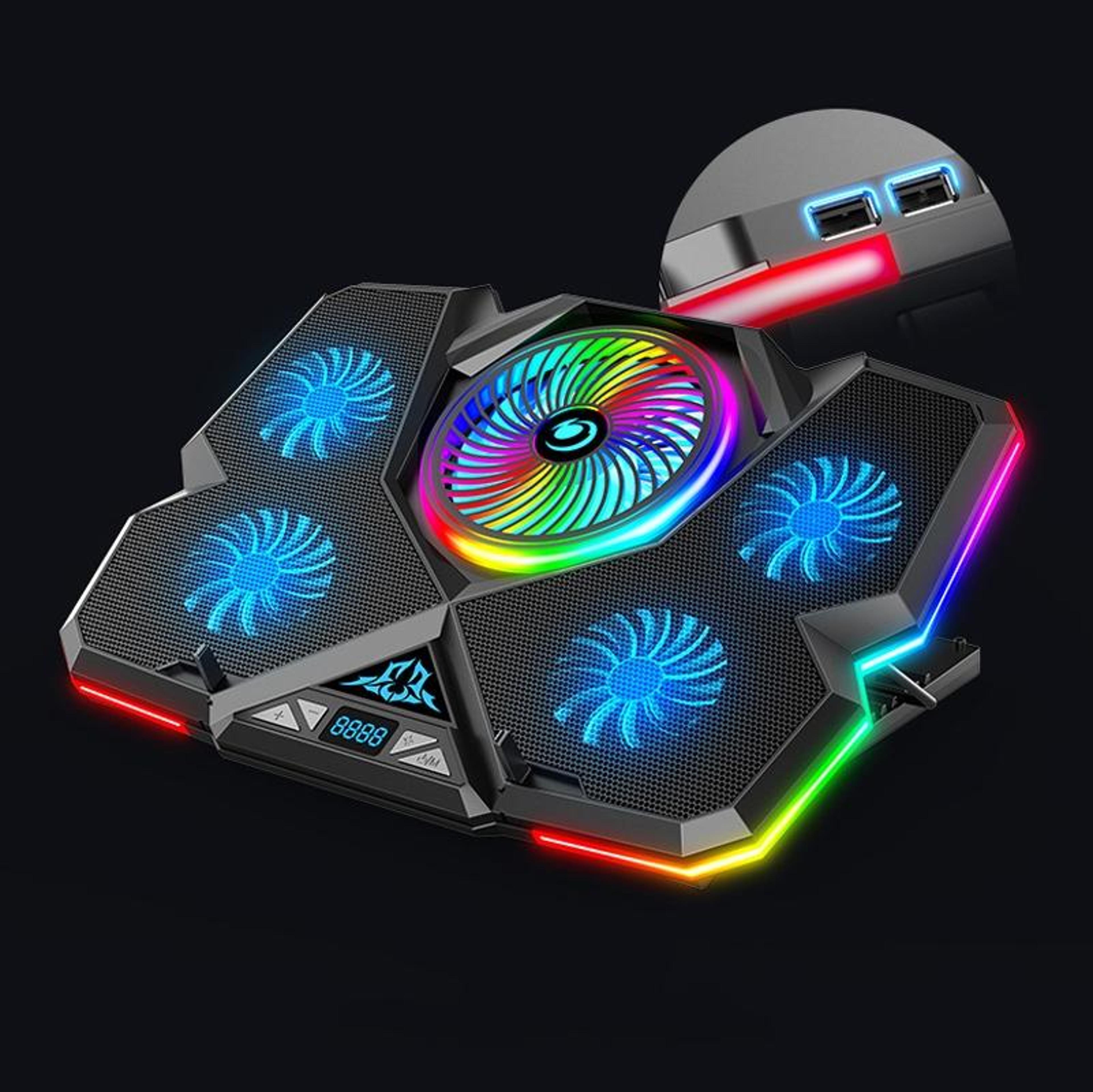 laptop cooling pad with 5 silent fans dual usb ports adjustable gaming laptop cooler stand