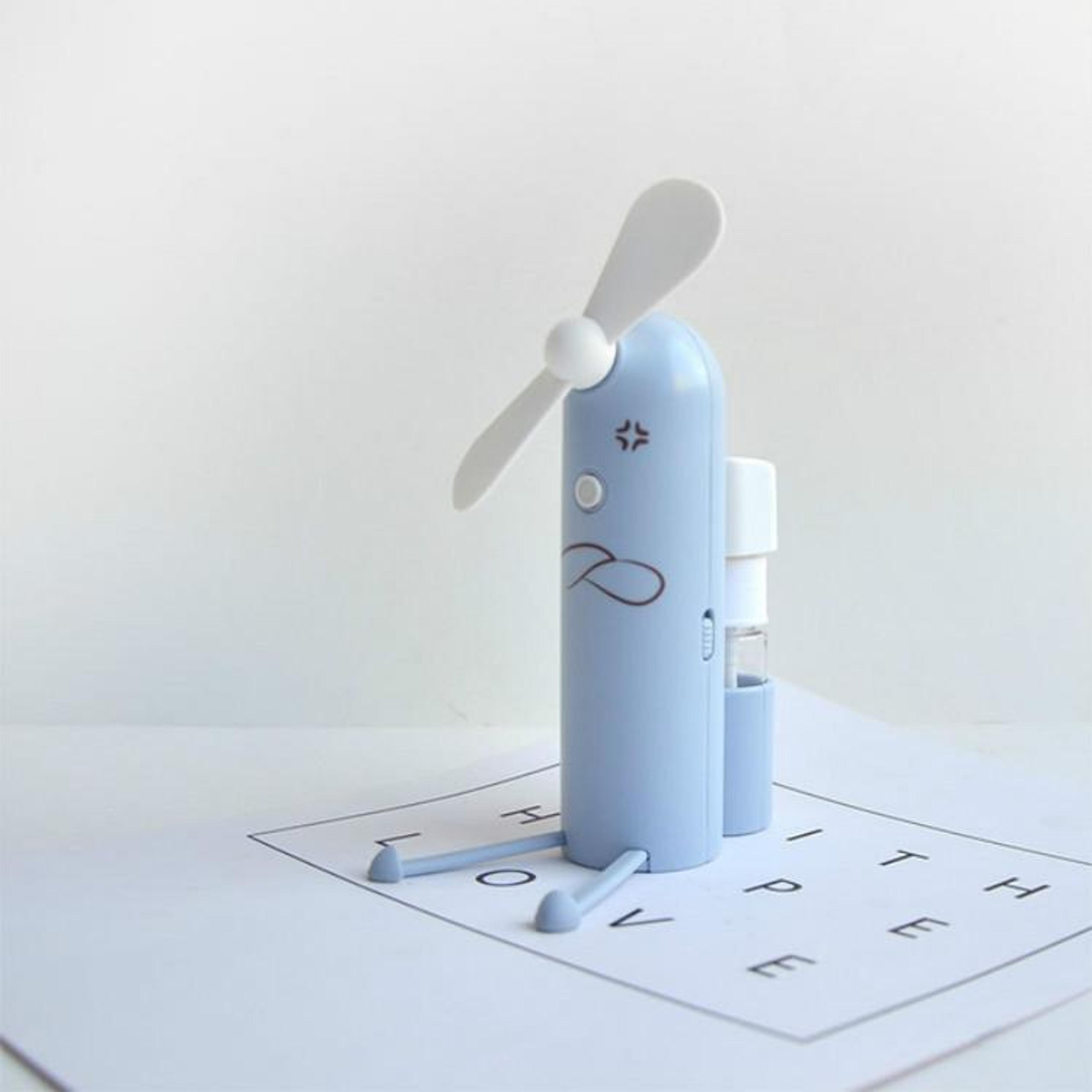 portable usb fan with phone holder mini spray fan cute cartoon desktop cooling fan