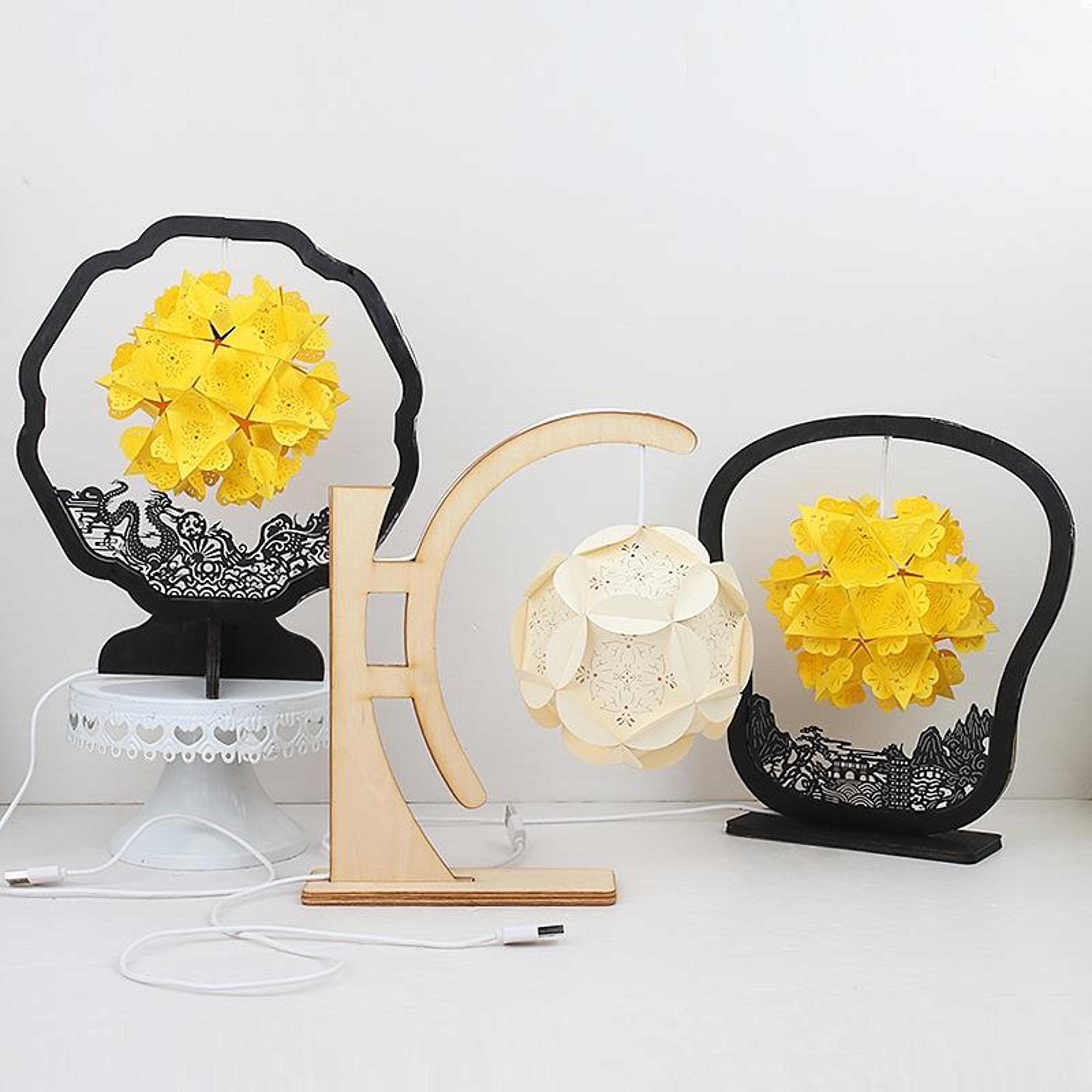 diy paper carving lamp usb shadow light paper art table lamp handmade decorative night light