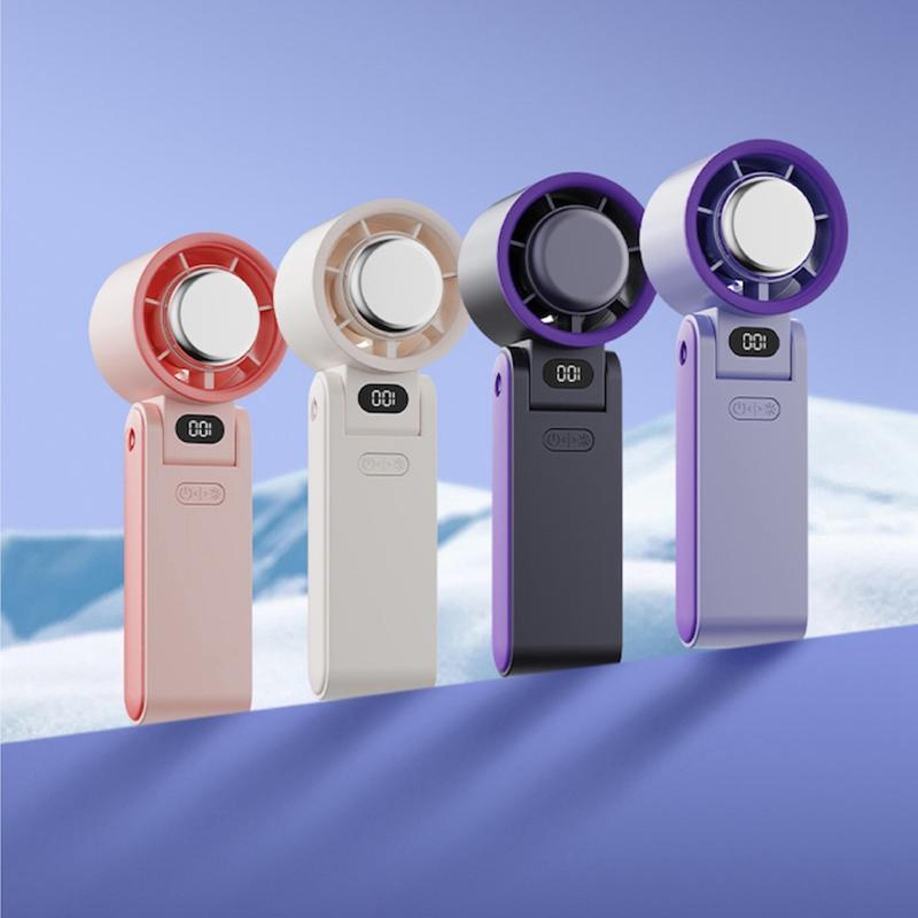 smart handheld fan with ice cooling foldable portable rechargeable fan 3600mah
