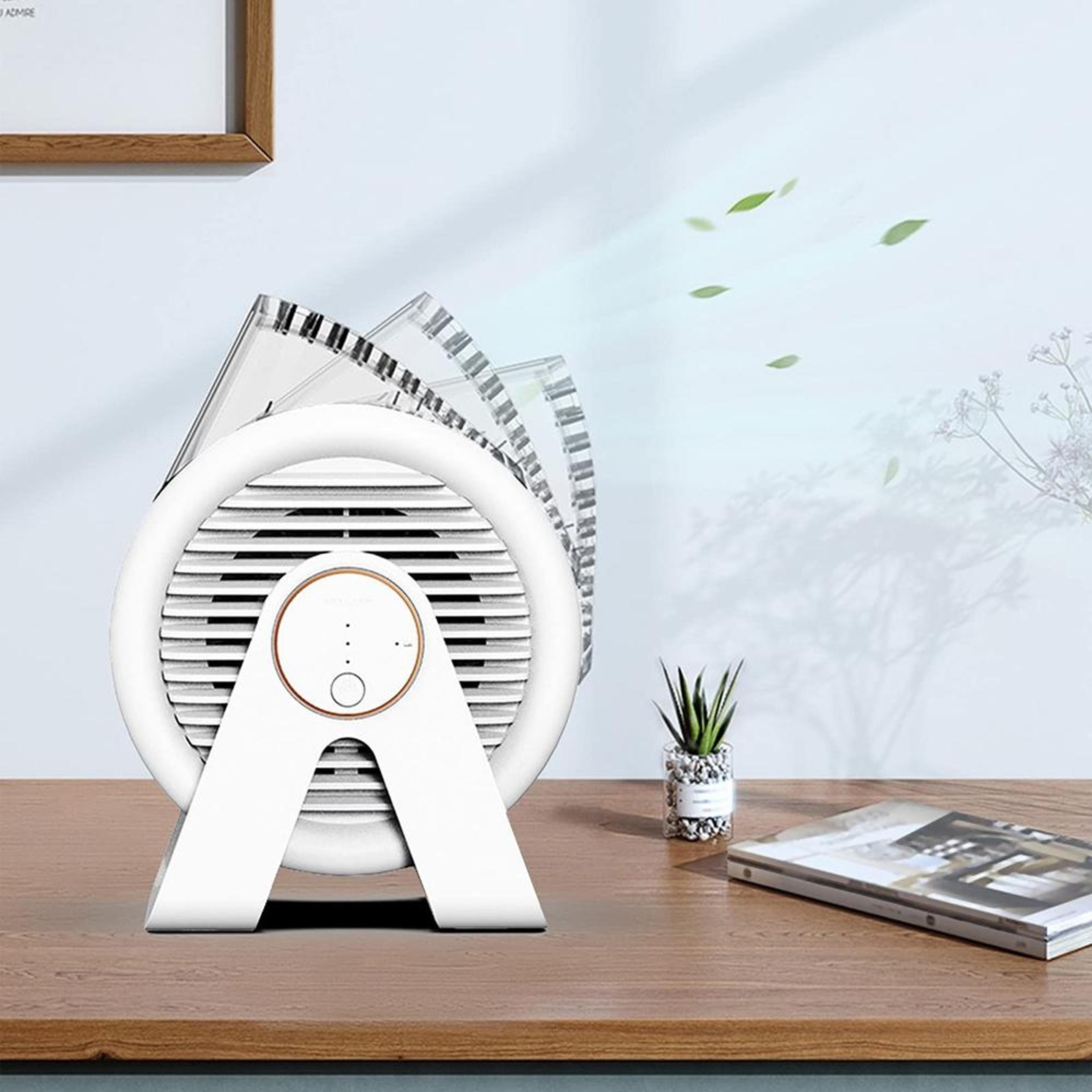 f7 bladeless desk fan portable air circulation fan with rechargeable battery and touch control