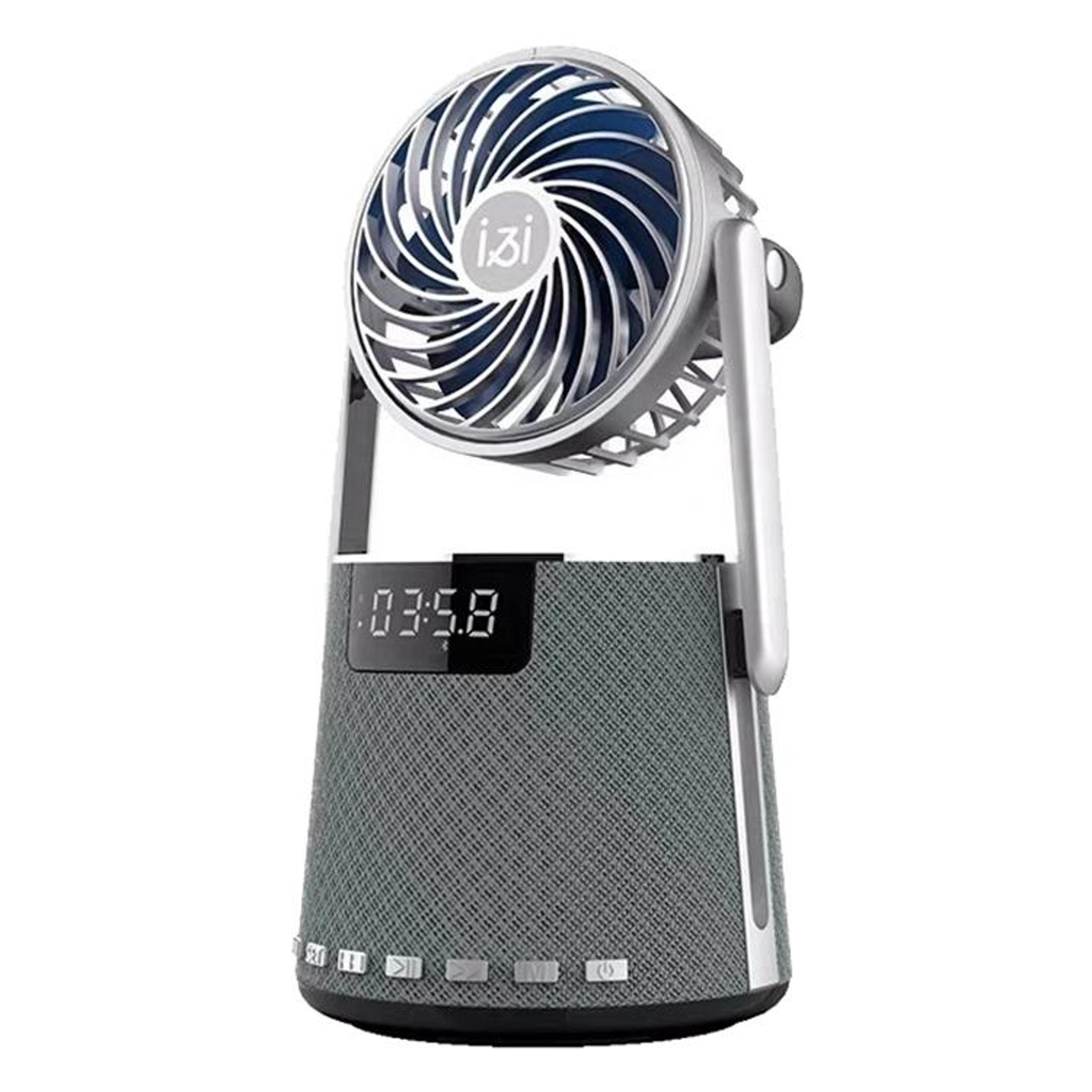 k8 bluetooth alarm clock speaker with dual alarm desktop fan and wireless bluetooth audio