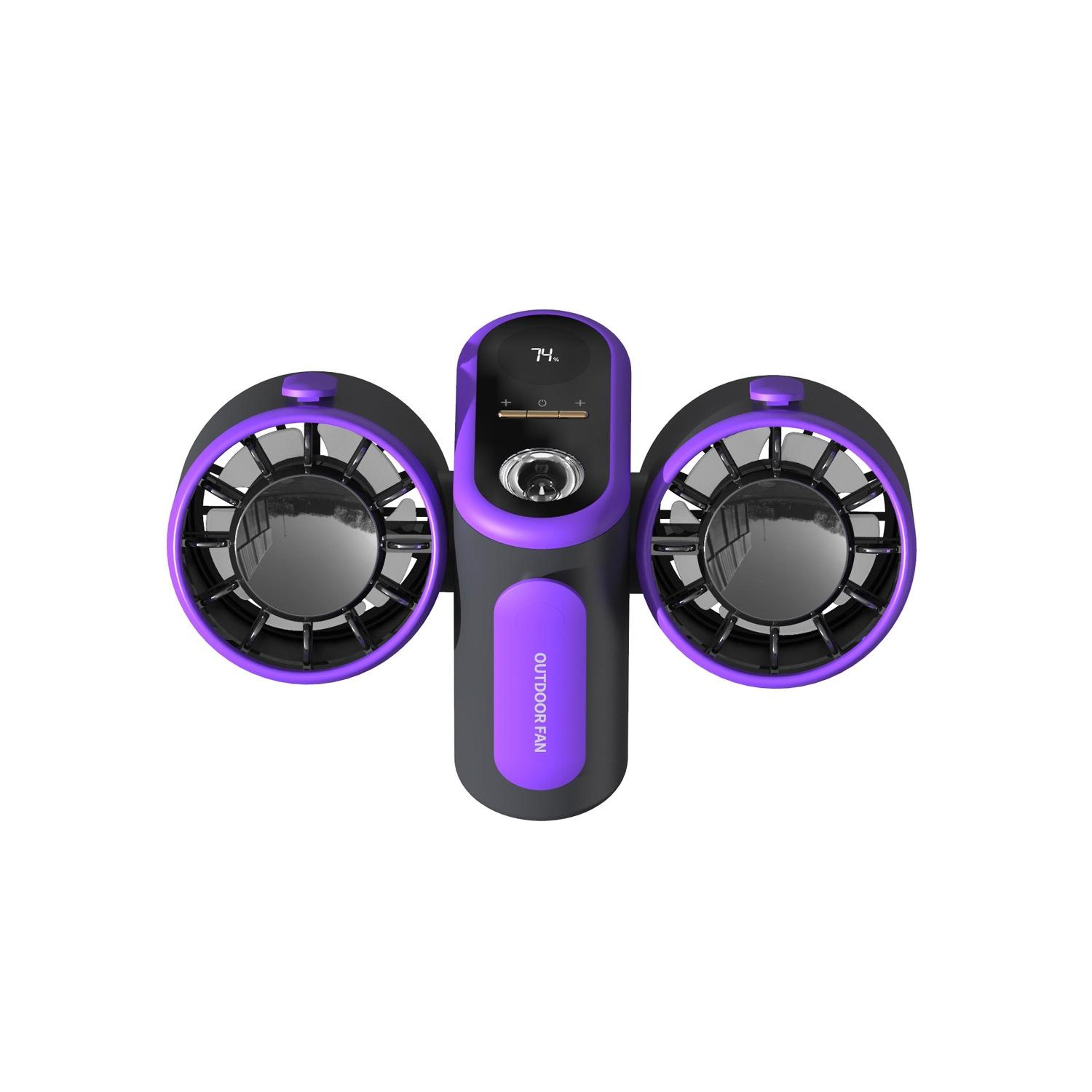 dual head waist fan with digital display rechargeable portable cooling fan and led emergency light