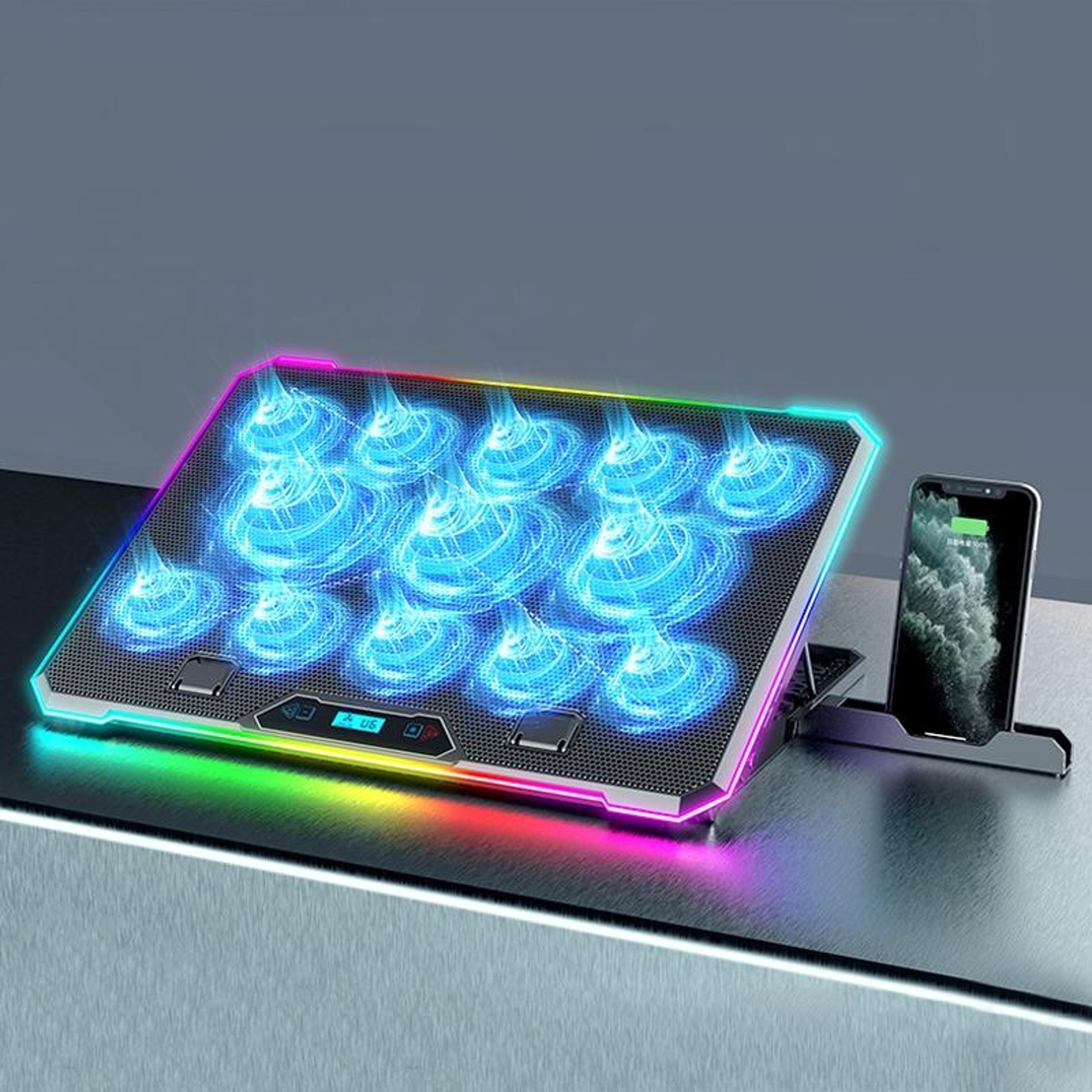 k15c laptop cooling pad with rgb lights adjustable laptop cooler stand