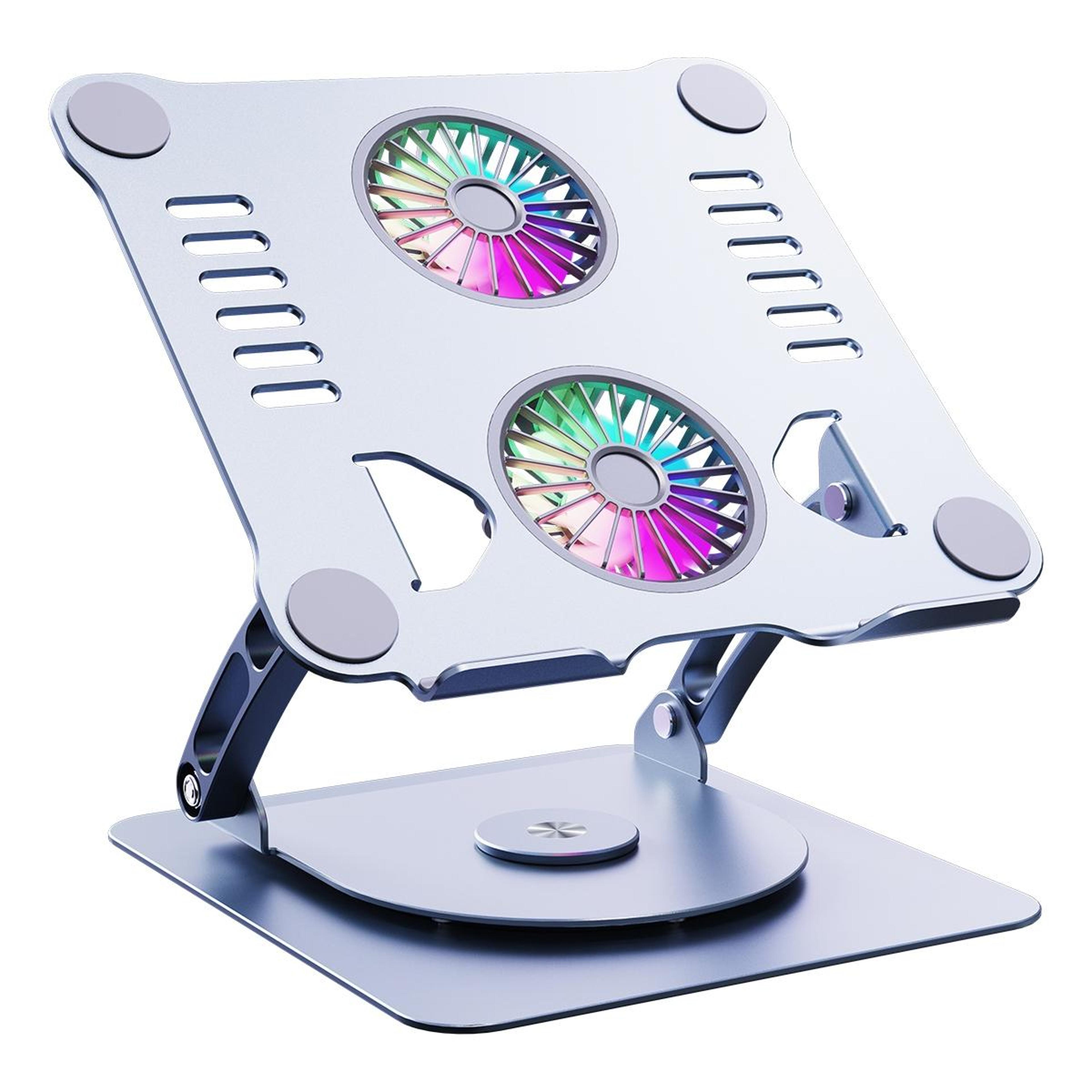 rotating laptop stand with dual fan cooling adjustable foldable aluminum laptop stand