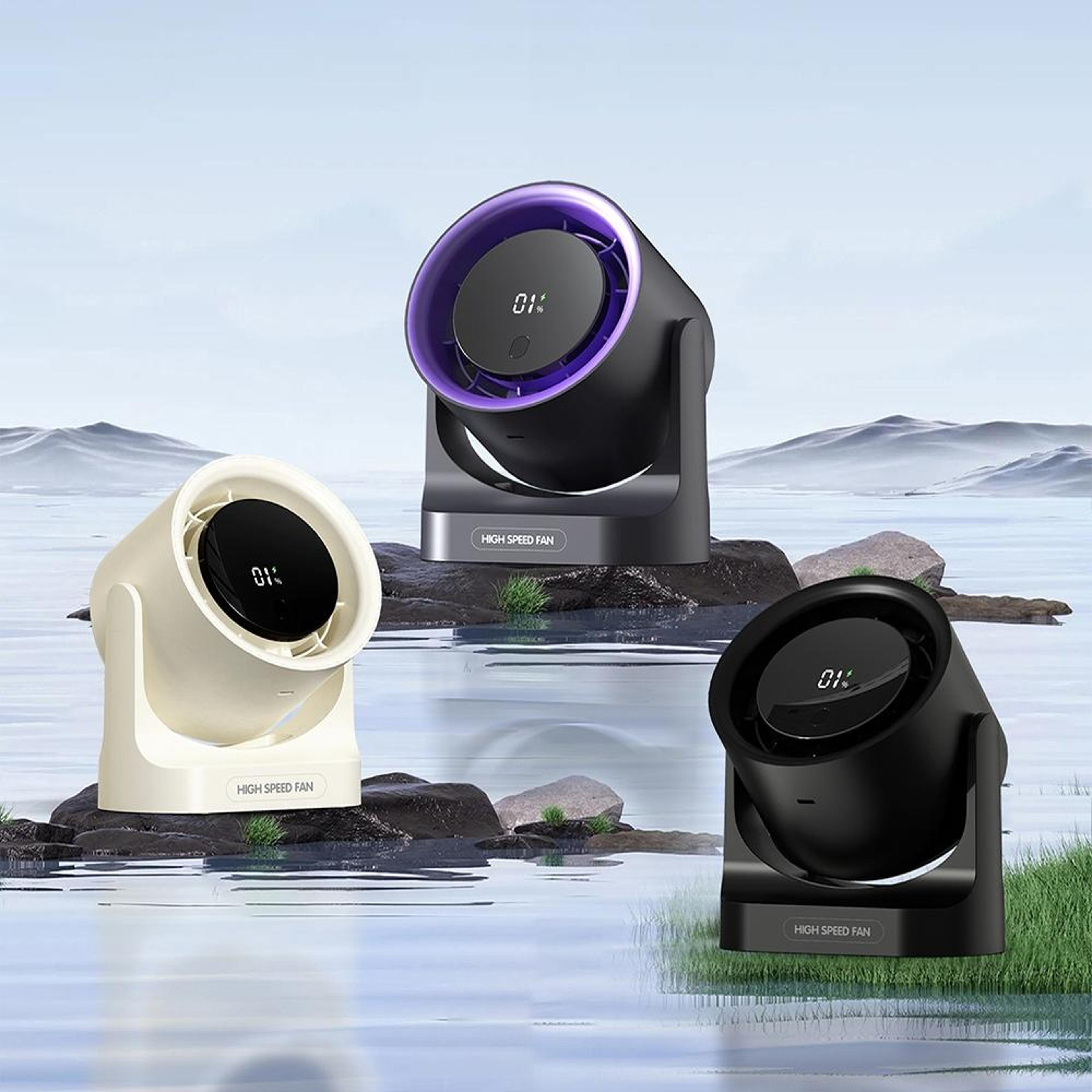 100 speed usb rechargeable fan with digital display wall mount and desktop turbine fan