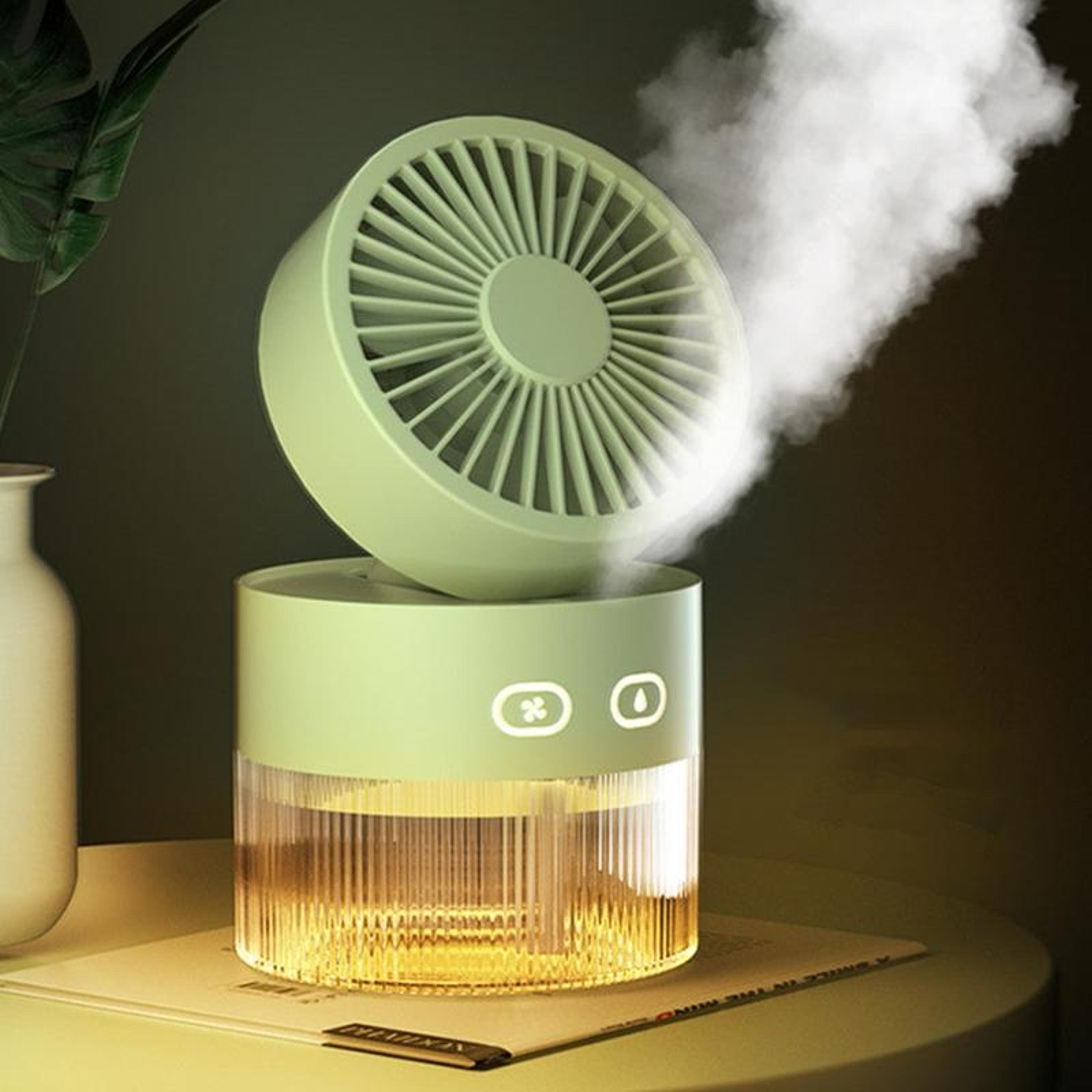 foldable usb cooling fan with mist spray desktop air cooler mini humidifier night light