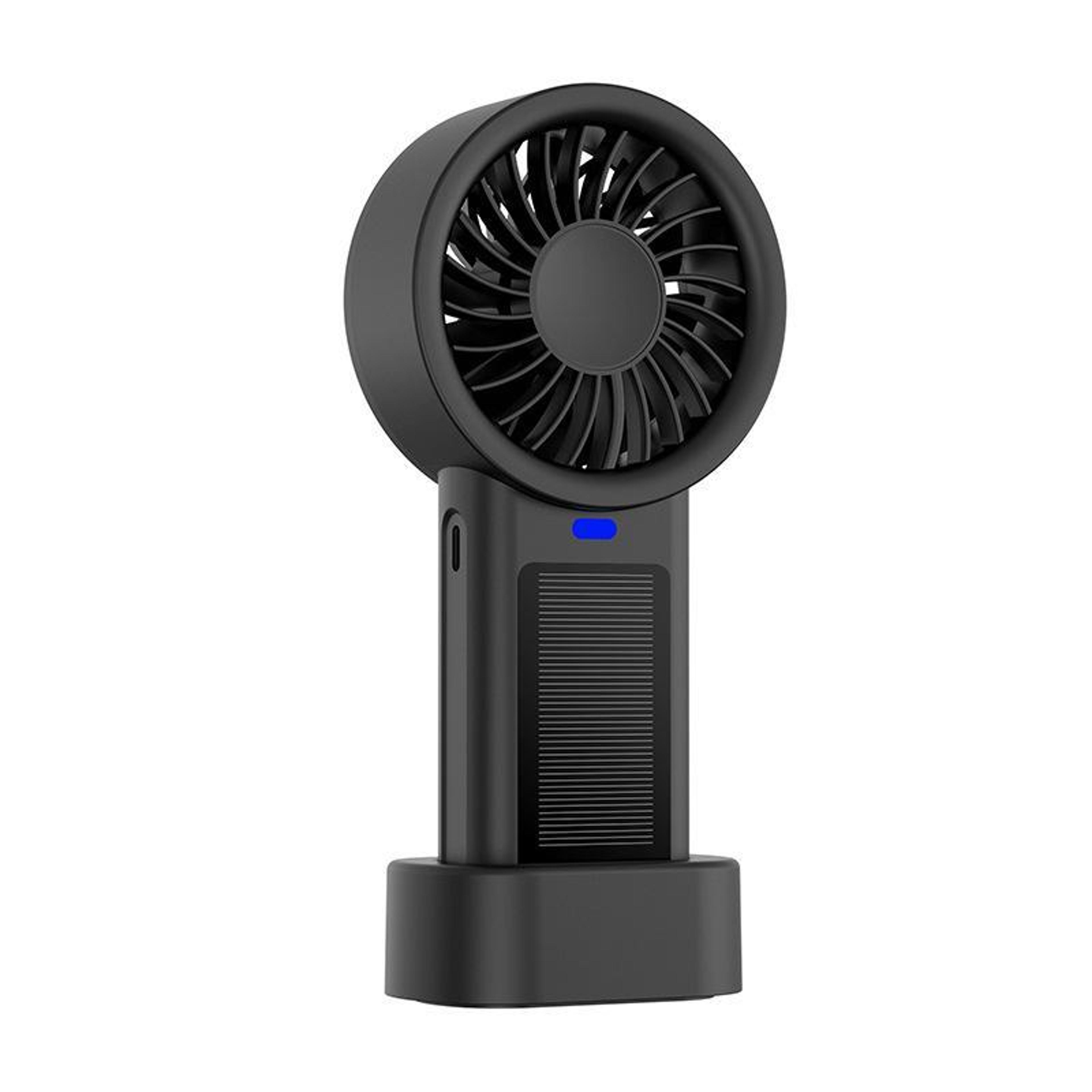 solar powered portable handheld fan usb rechargeable desk fan with 5 speed turbo cooling