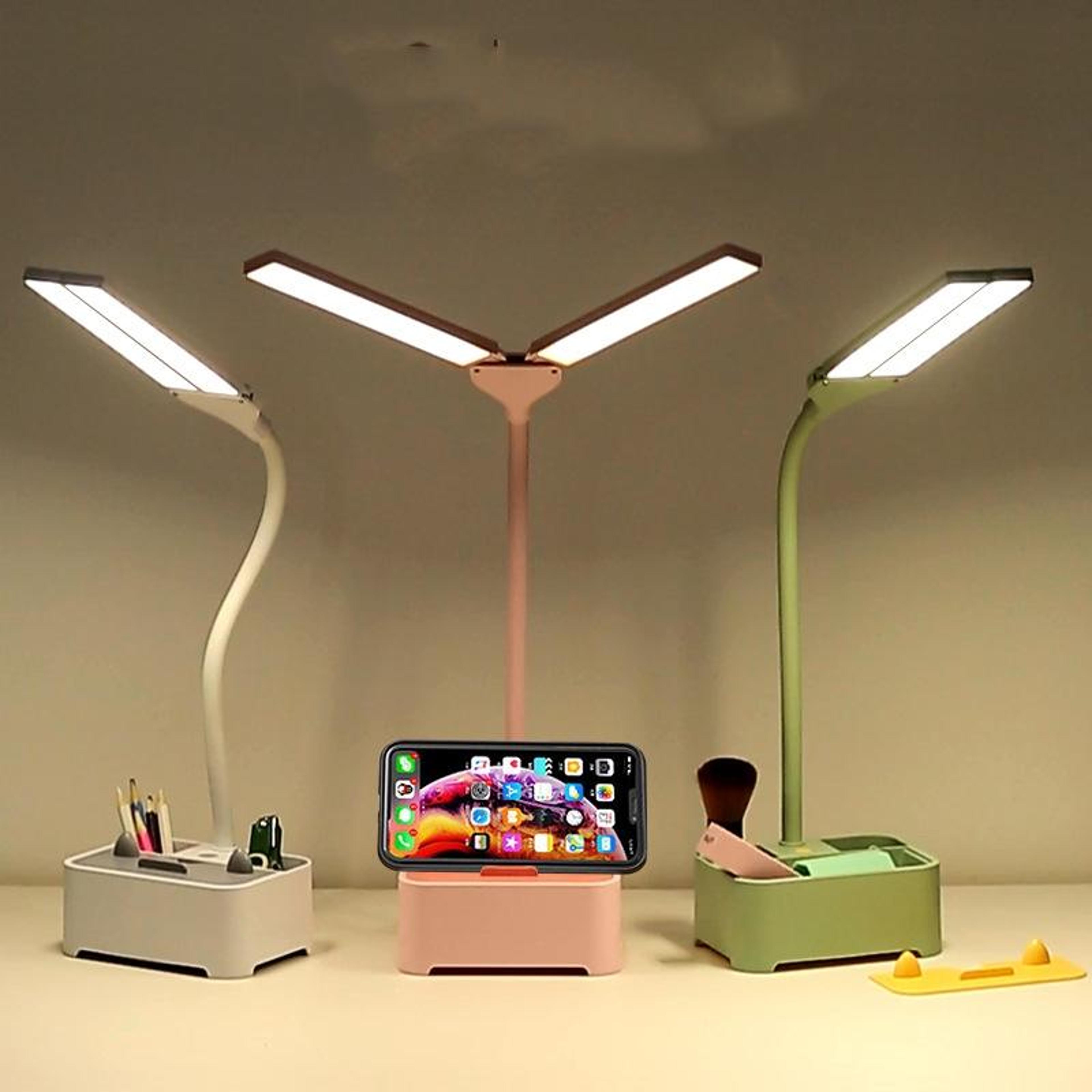 td6 led desk lamp with phone holder pen organizer and eye protection usb study light