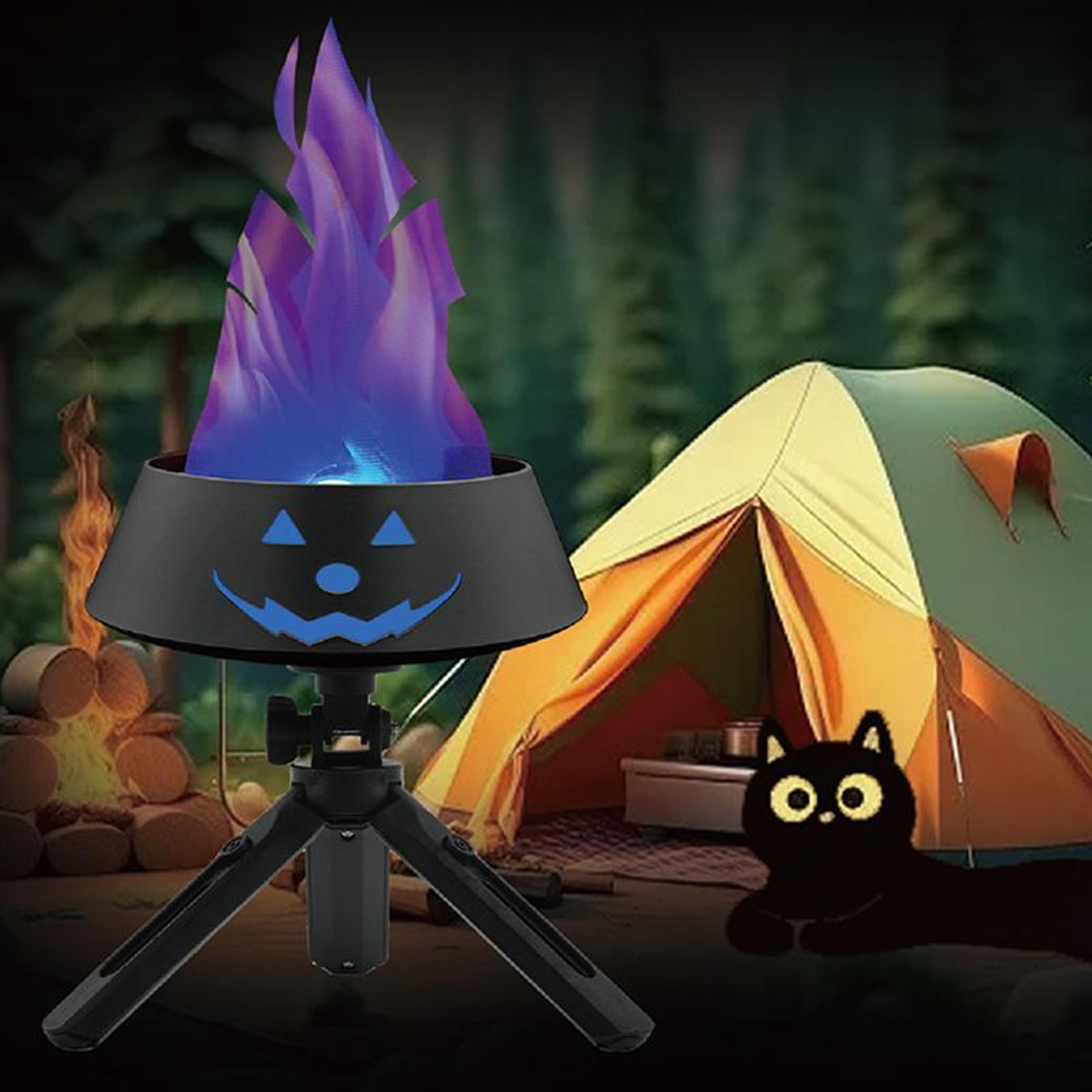 rechargeable led flame lamp usb halloween pumpkin lantern hanging desktop decorative light