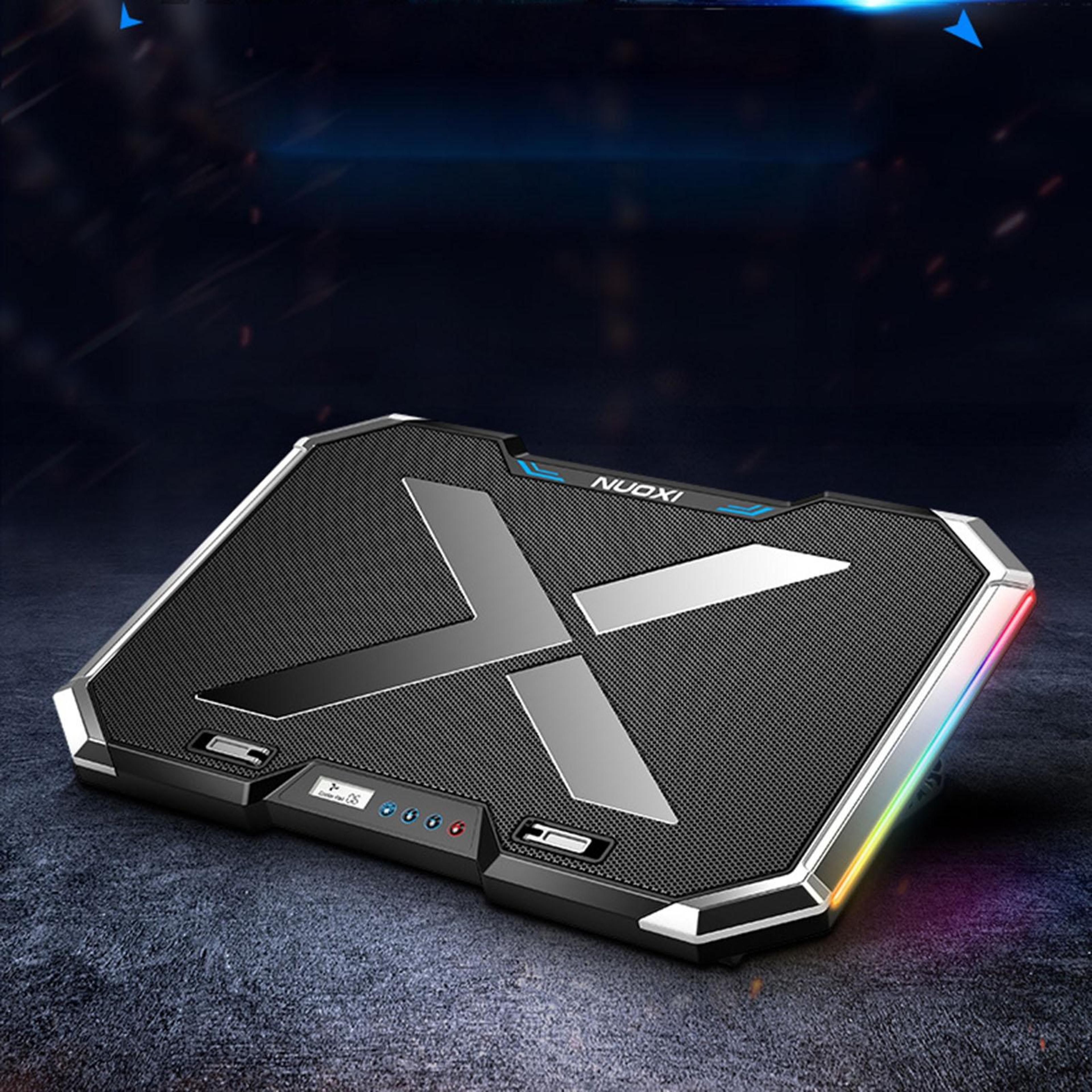 q8 laptop cooling pad with lcd display rgb lighting 6 fan notebook cooler for up to 18 inch laptops