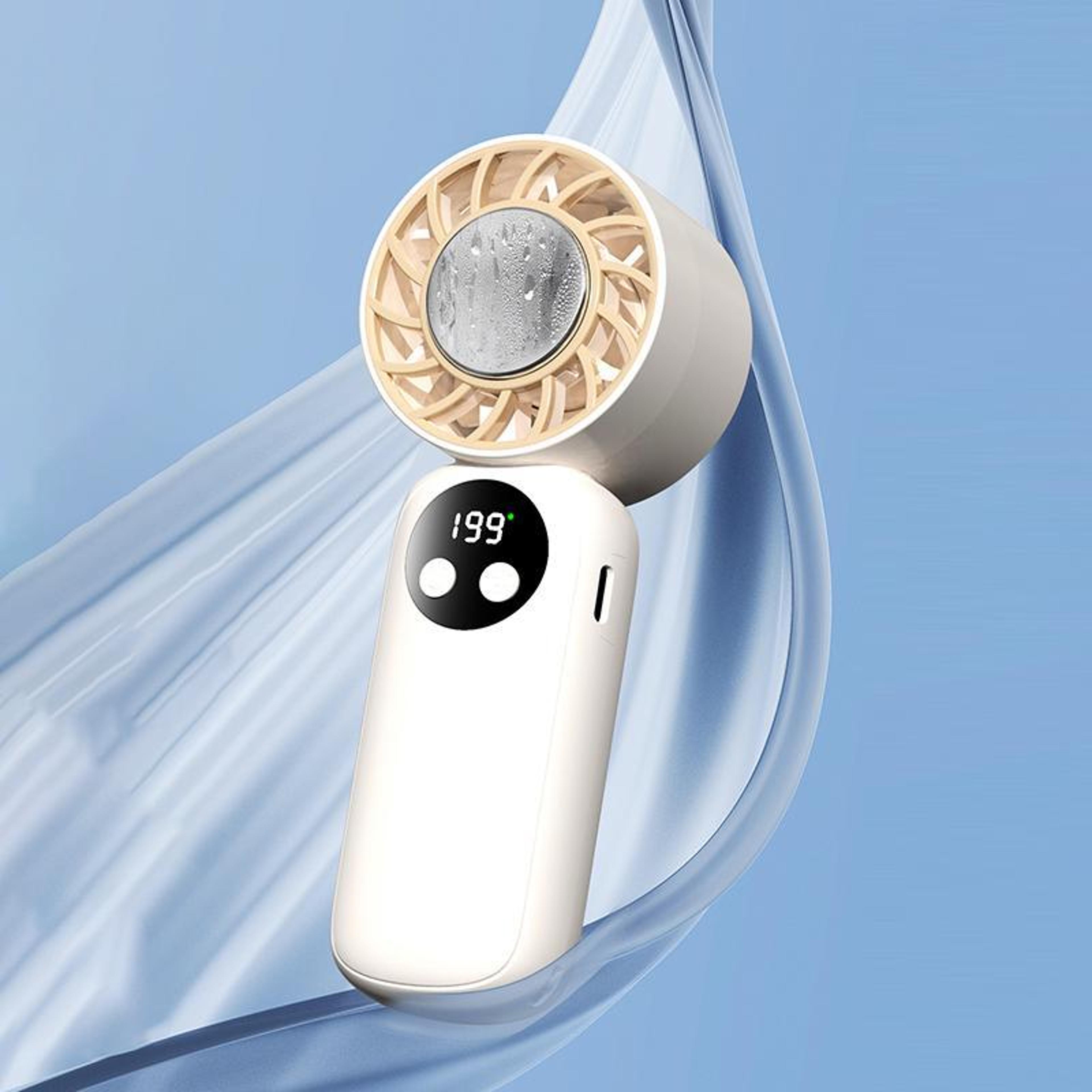 mini ice cooling handheld fan with digital display 199 speed portable rechargeable usb fan